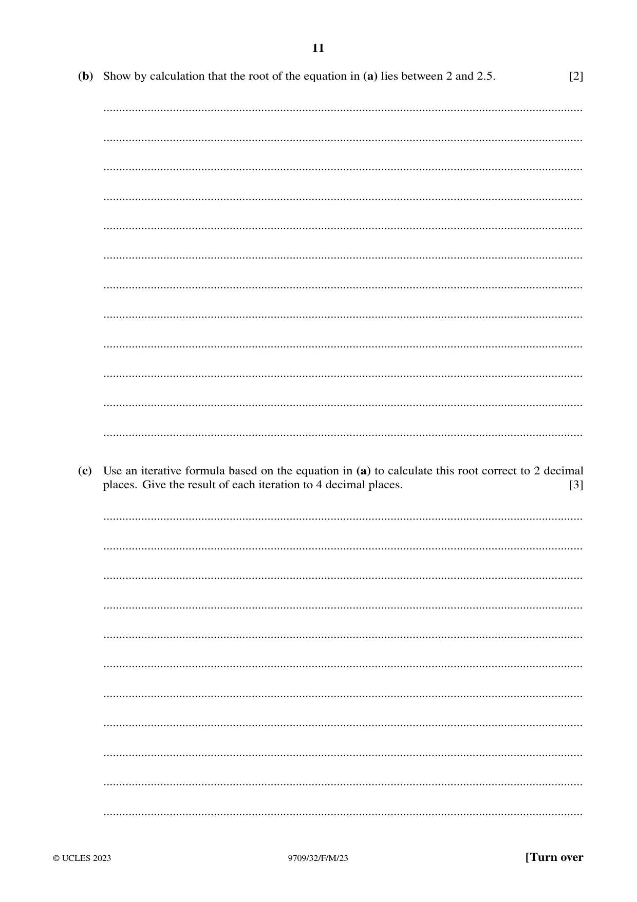 Cambridge A Level Mathematics 9709 2023 Feb/March Paper 3 · Variant 2 question paper, page 11 of 20