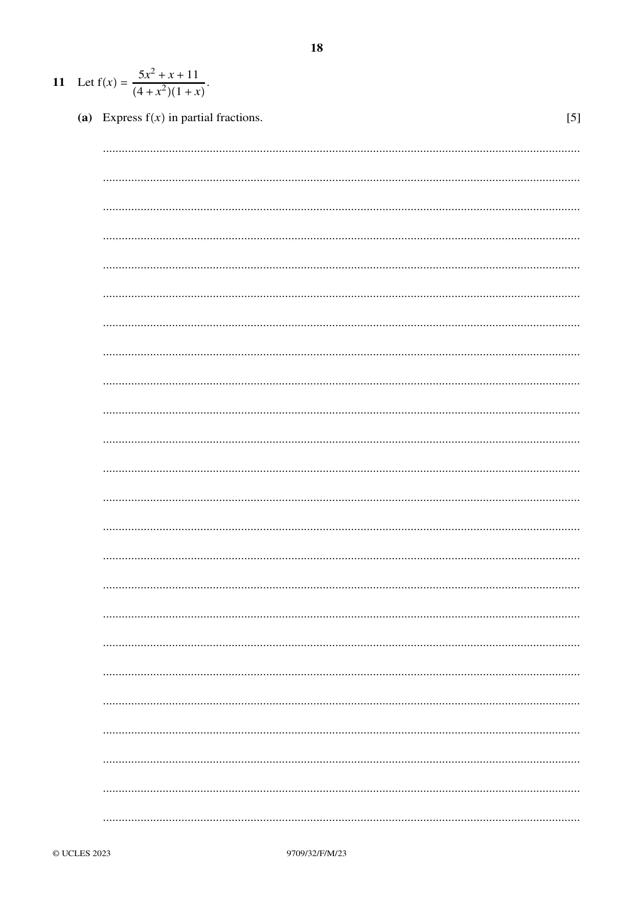 Cambridge A Level Mathematics 9709 2023 Feb/March Paper 3 · Variant 2 question paper, page 18 of 20