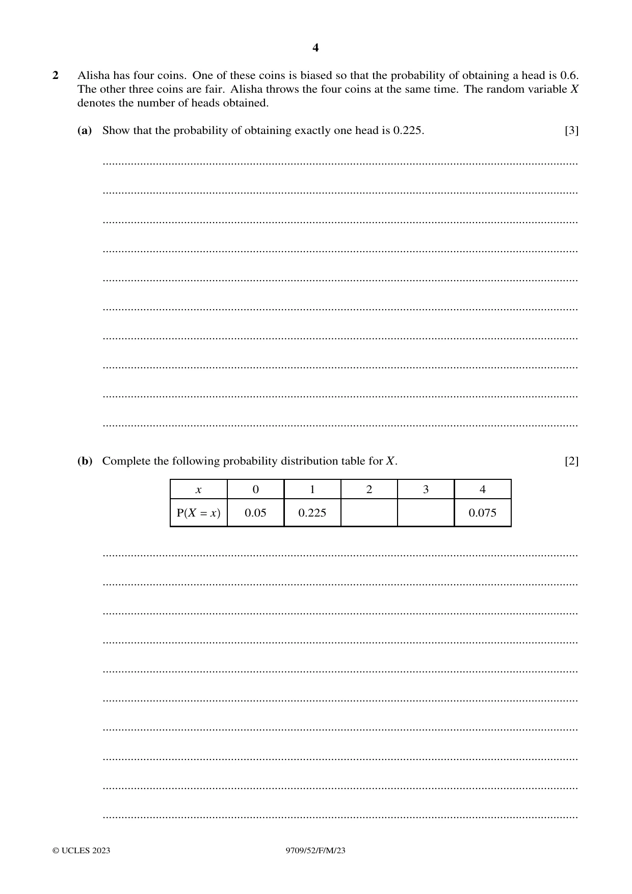 Cambridge A Level Mathematics 9709 2023 Feb/March Paper 5 · Variant 2 question paper, page 4 of 16