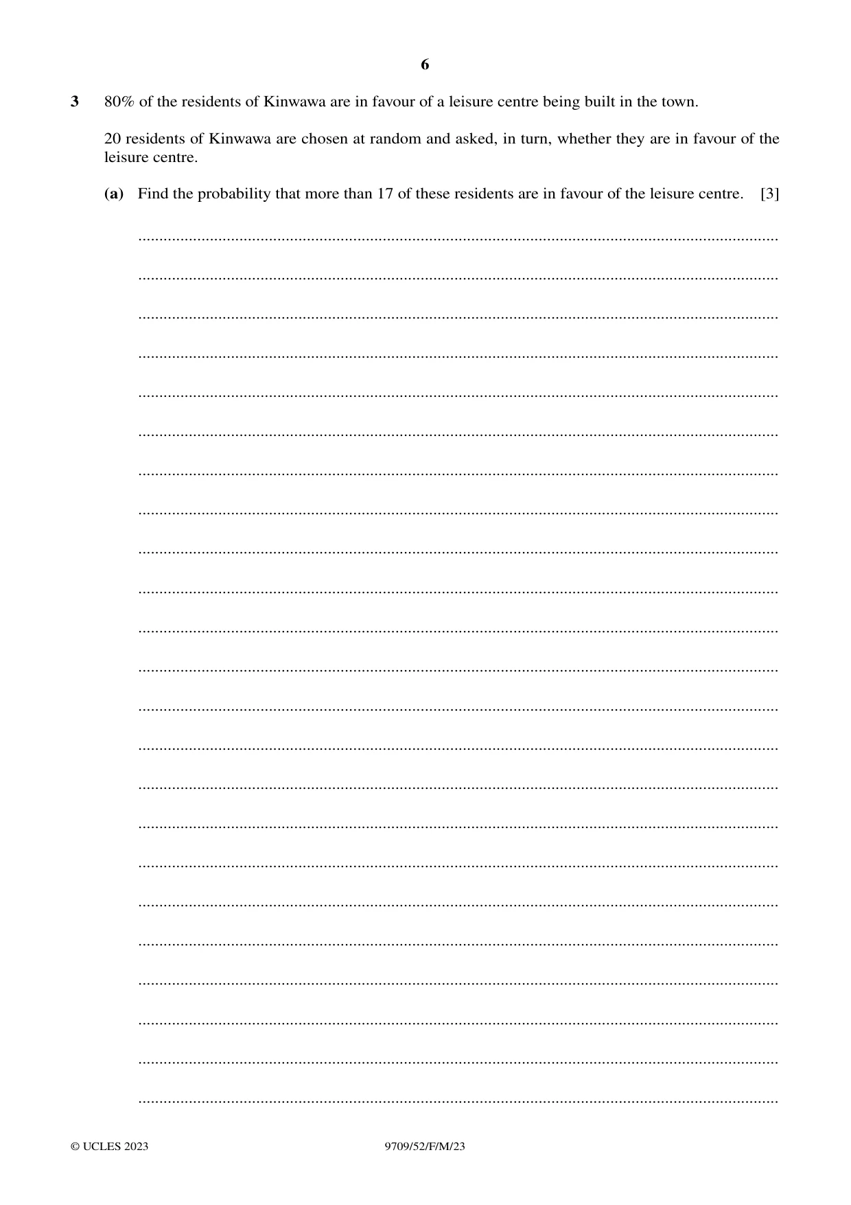 Cambridge A Level Mathematics 9709 2023 Feb/March Paper 5 · Variant 2 question paper, page 6 of 16