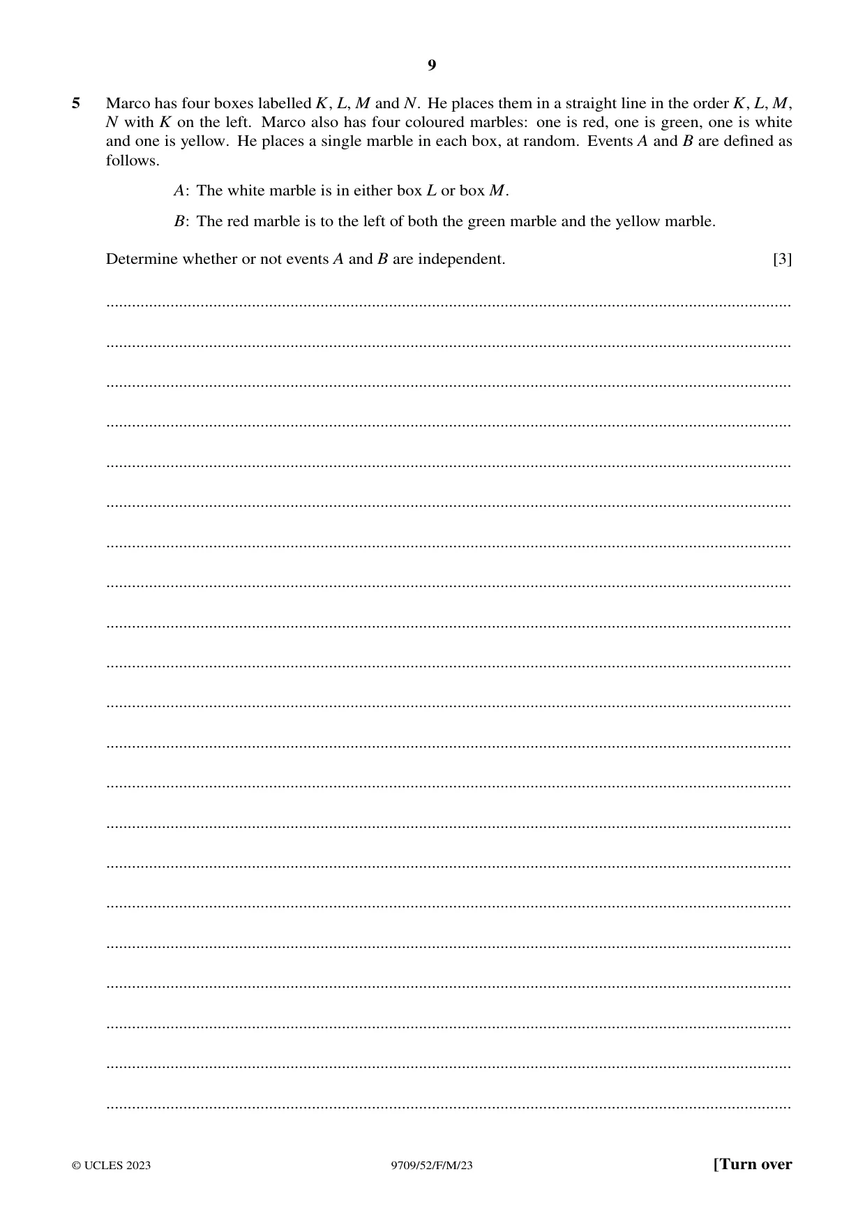 Cambridge A Level Mathematics 9709 2023 Feb/March Paper 5 · Variant 2 question paper, page 9 of 16