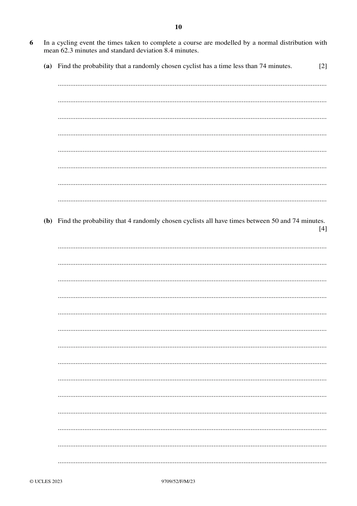 Cambridge A Level Mathematics 9709 2023 Feb/March Paper 5 · Variant 2 question paper, page 10 of 16