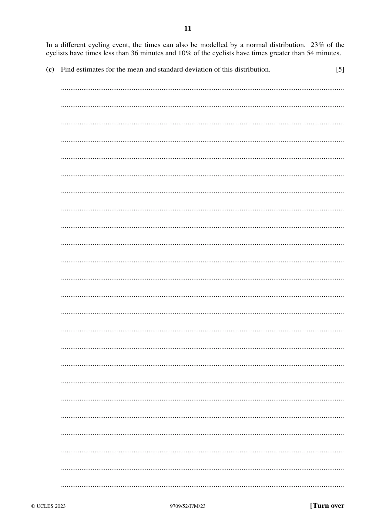 Cambridge A Level Mathematics 9709 2023 Feb/March Paper 5 · Variant 2 question paper, page 11 of 16