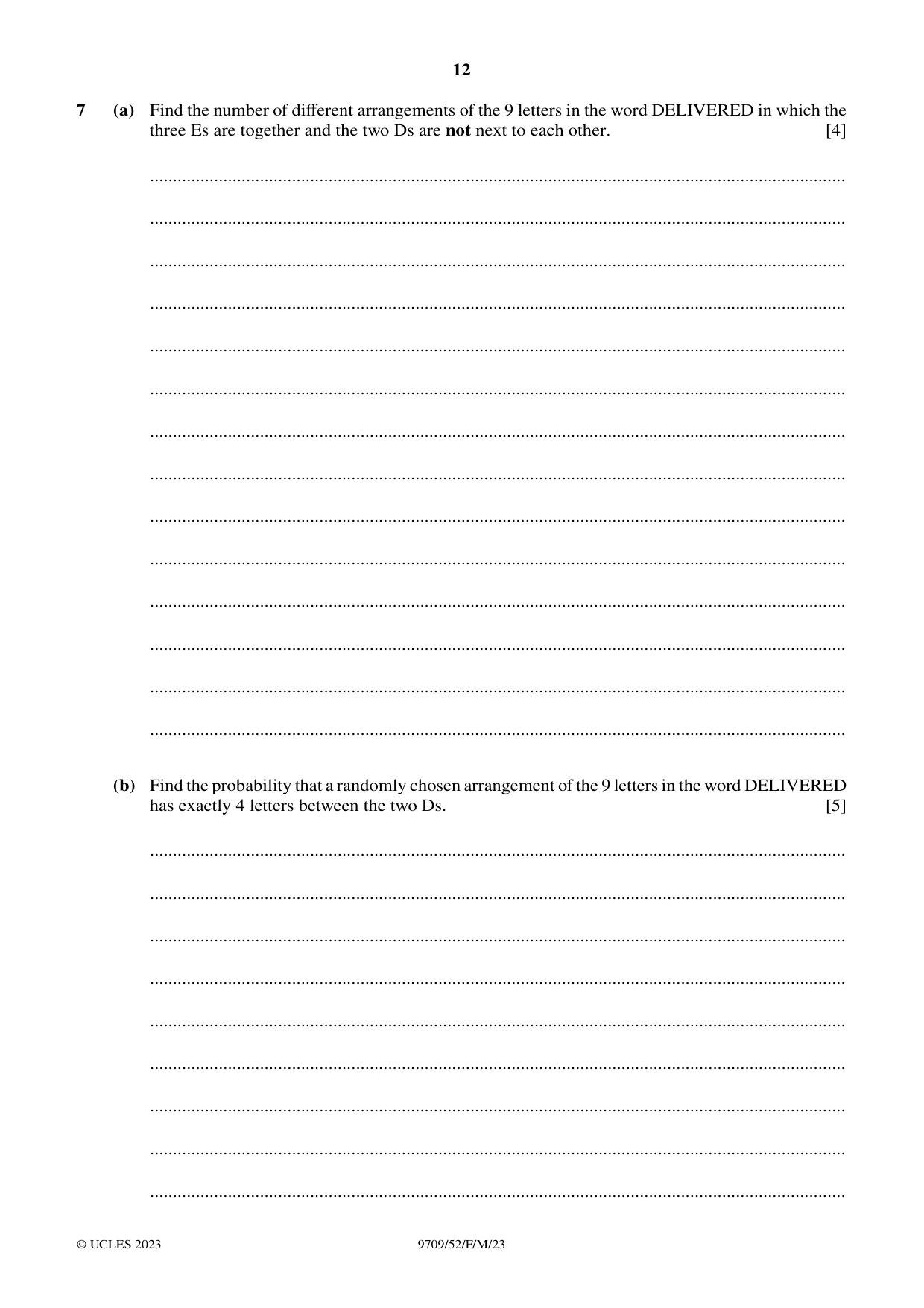 Cambridge A Level Mathematics 9709 2023 Feb/March Paper 5 · Variant 2 question paper, page 12 of 16