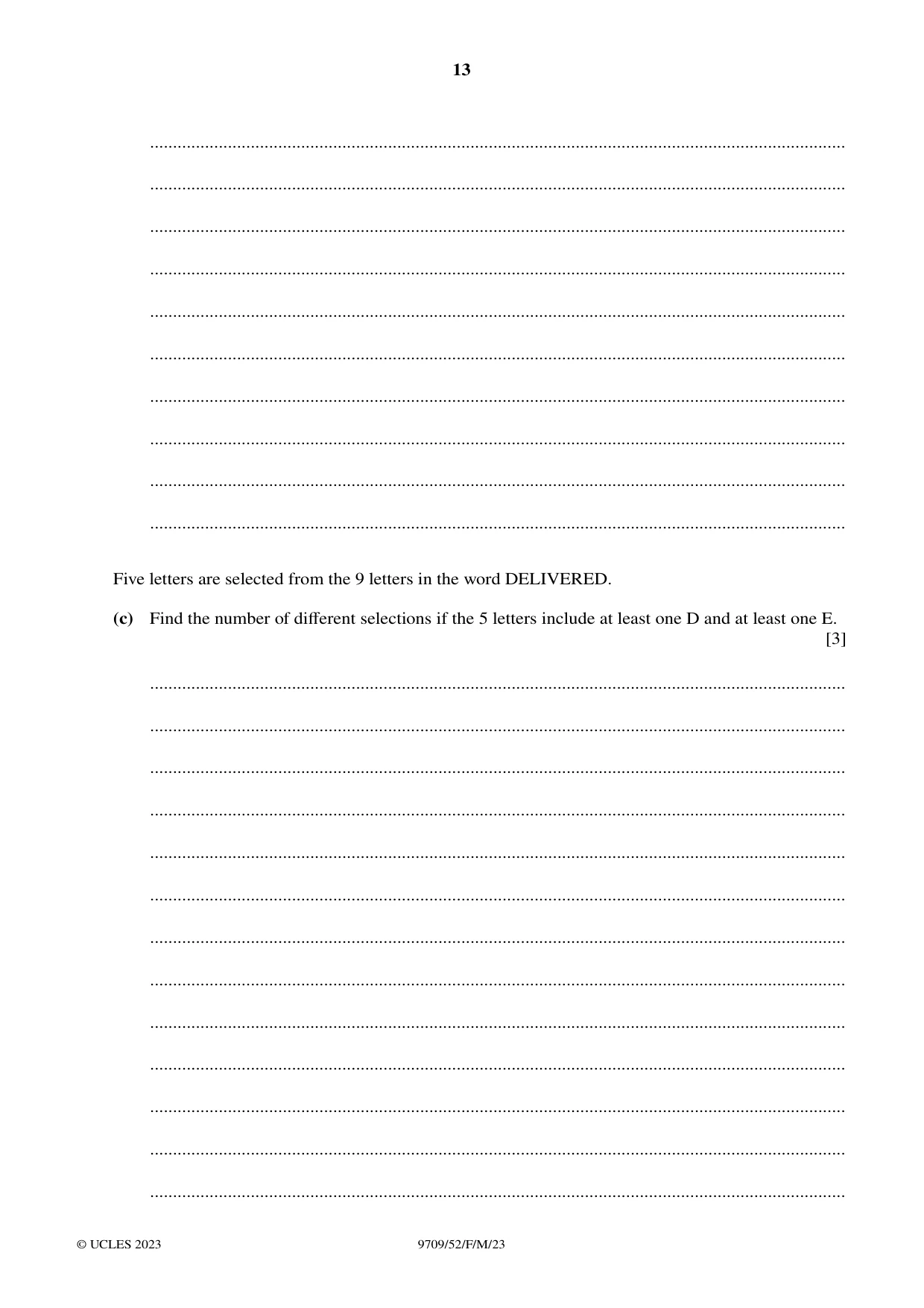 Cambridge A Level Mathematics 9709 2023 Feb/March Paper 5 · Variant 2 question paper, page 13 of 16