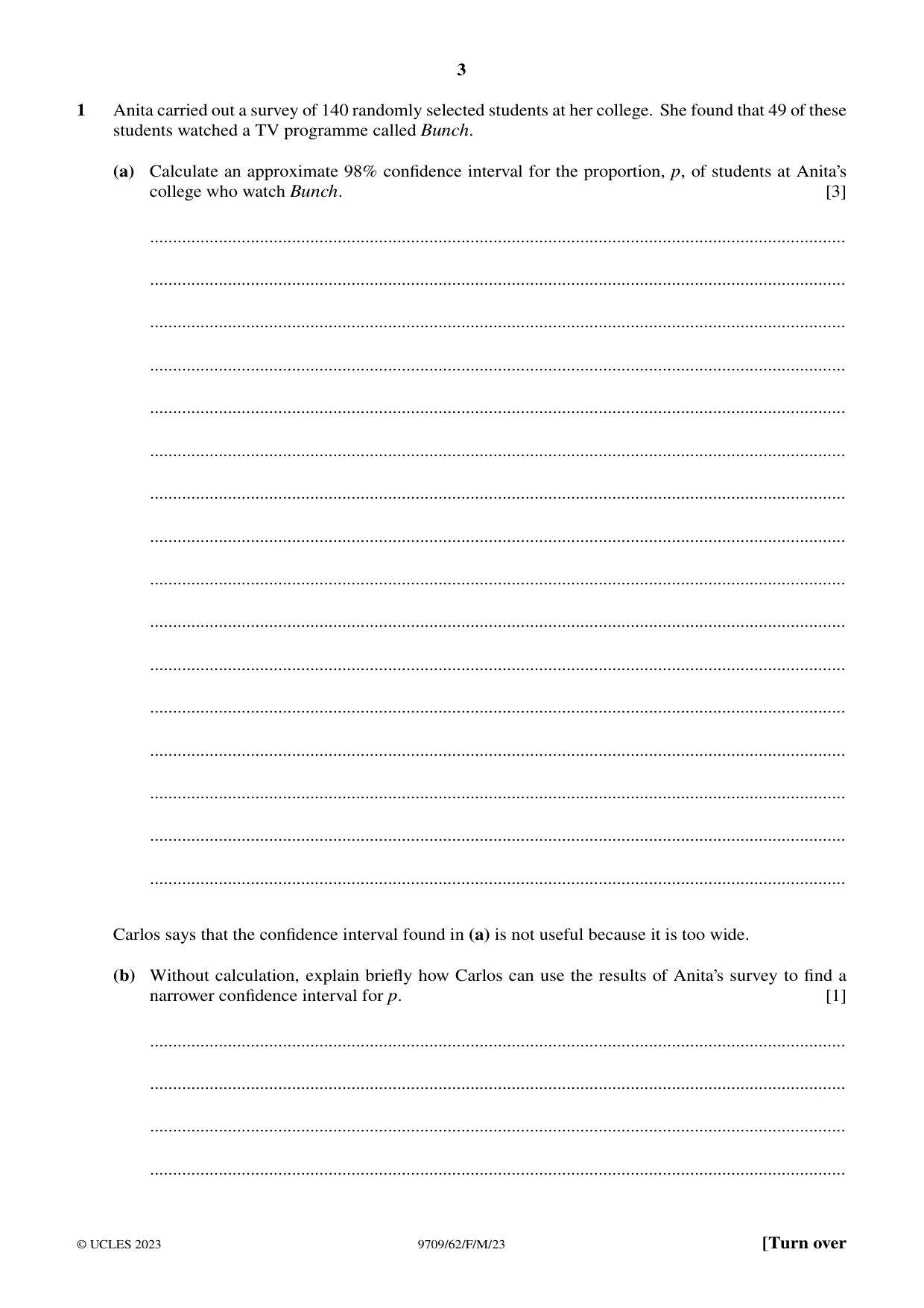 Cambridge A Level Mathematics 9709 2023 Feb/March Paper 6 · Variant 2 question paper, page 3 of 16