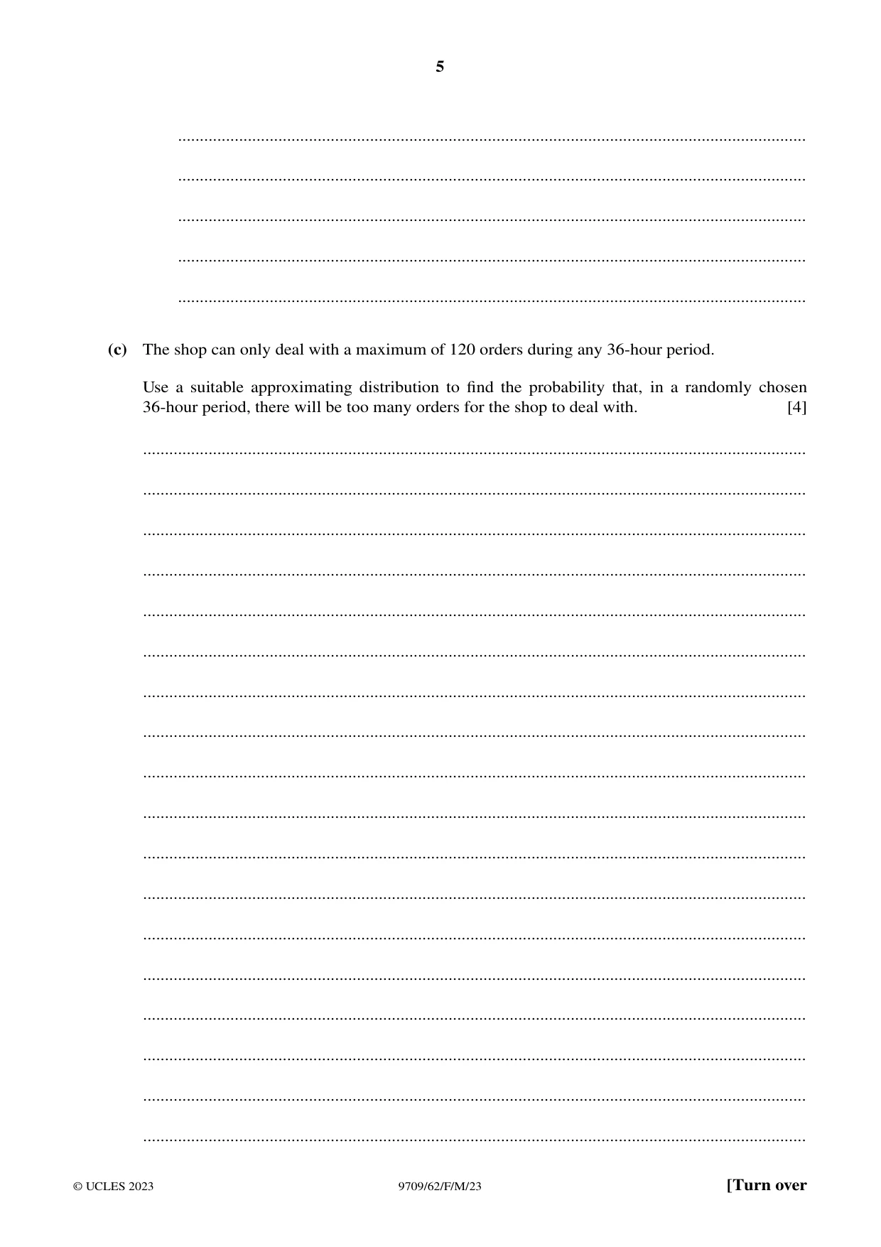 Cambridge A Level Mathematics 9709 2023 Feb/March Paper 6 · Variant 2 question paper, page 5 of 16