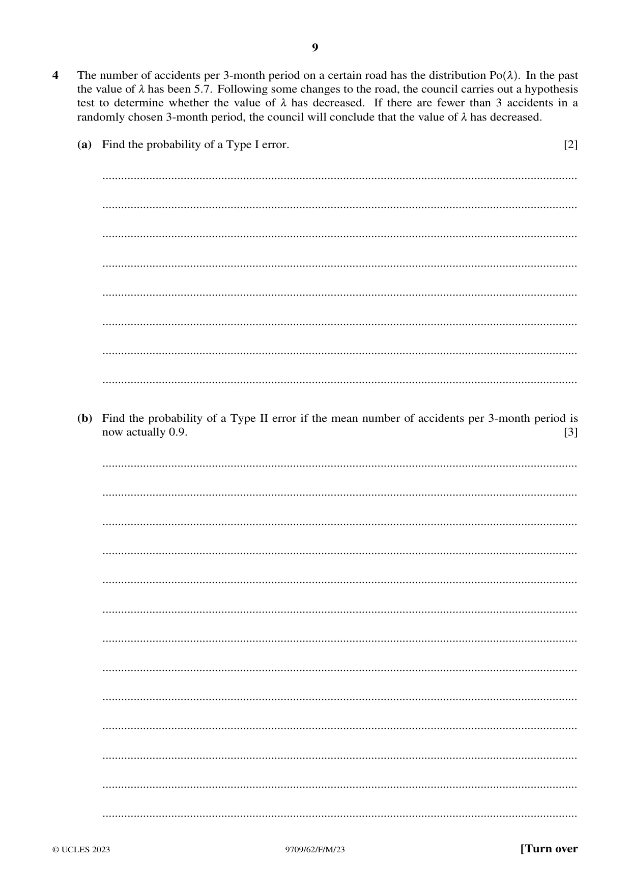 Cambridge A Level Mathematics 9709 2023 Feb/March Paper 6 · Variant 2 question paper, page 9 of 16