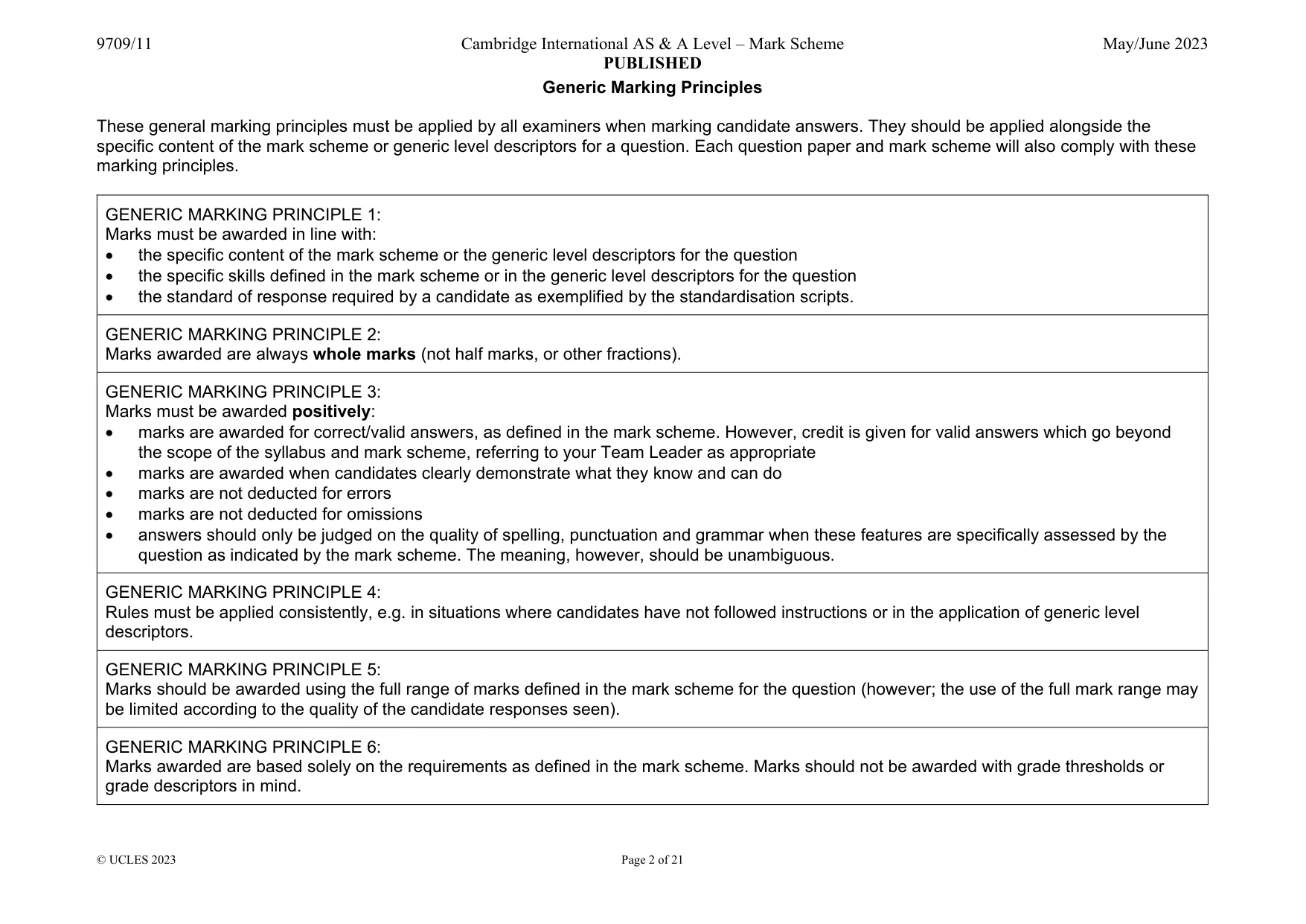 Mark scheme, page 2 of 21