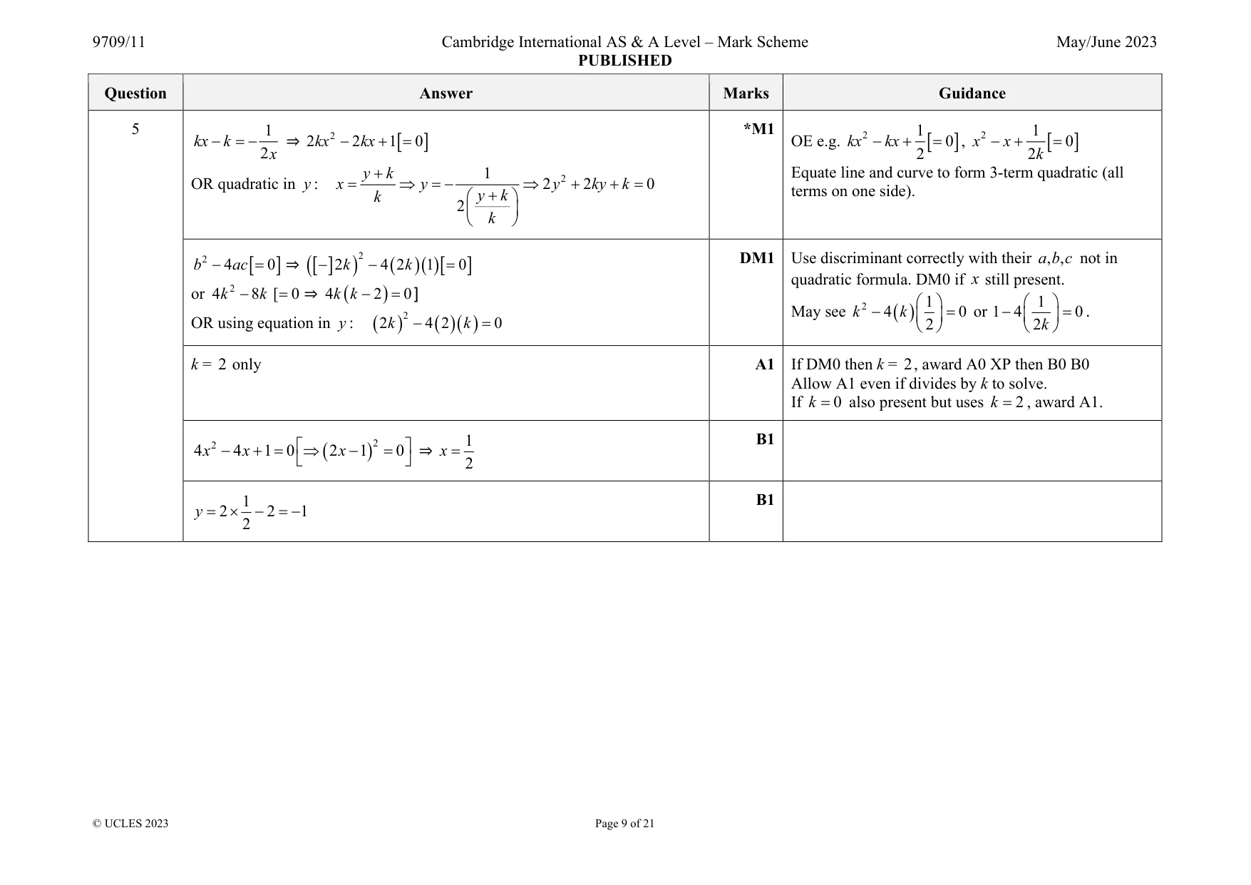 Mark scheme, page 9 of 21