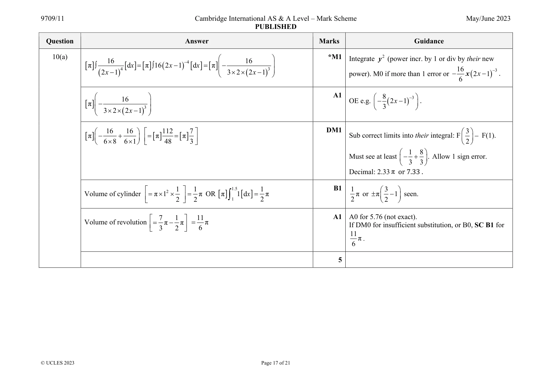 Mark scheme, page 17 of 21
