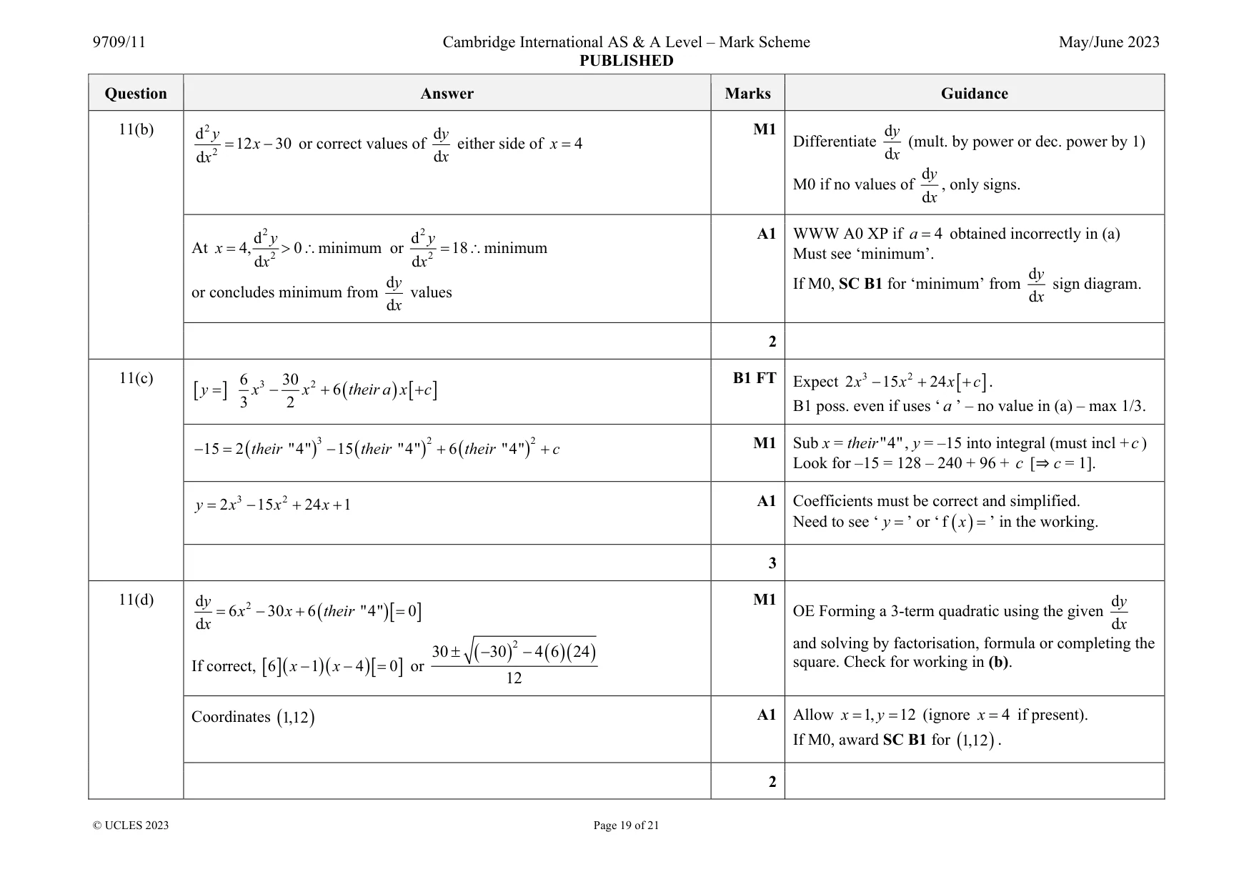 Mark scheme, page 19 of 21