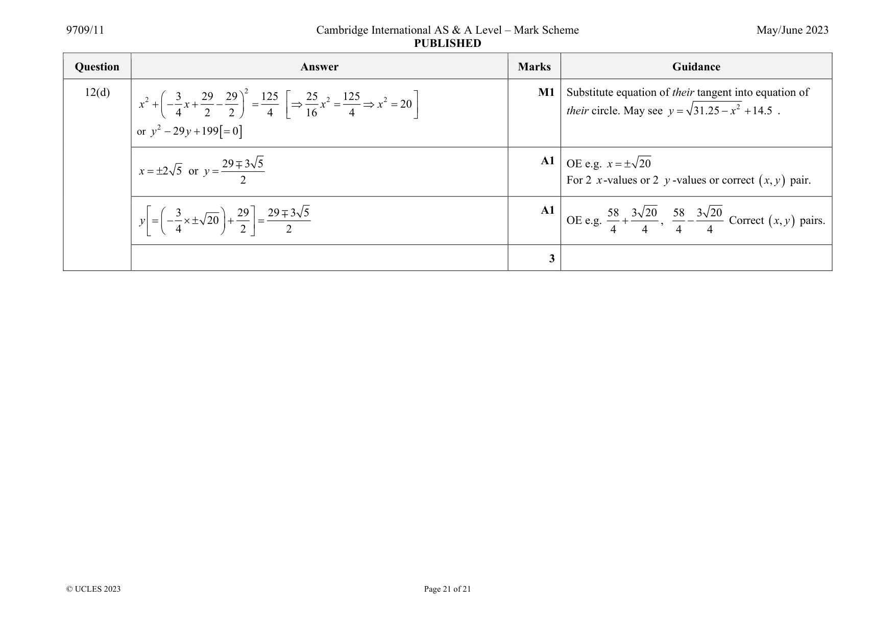 Mark scheme, page 21 of 21