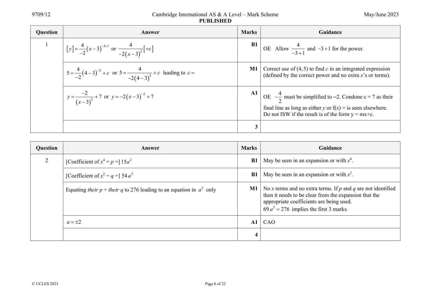 Mark scheme, page 6 of 22