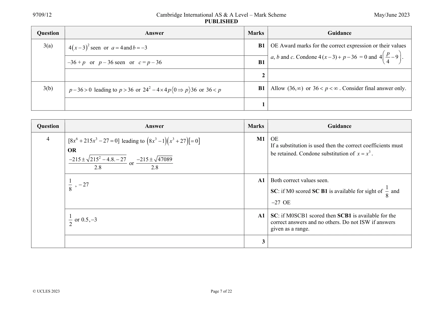 Mark scheme, page 7 of 22