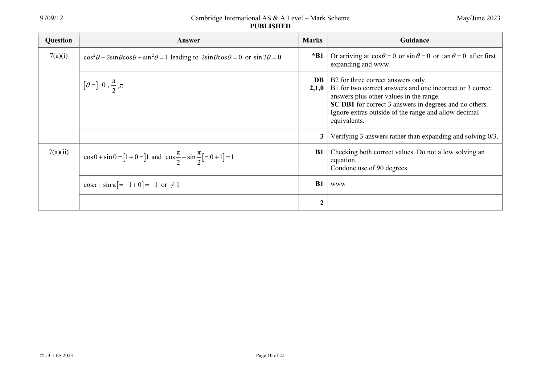 Mark scheme, page 10 of 22