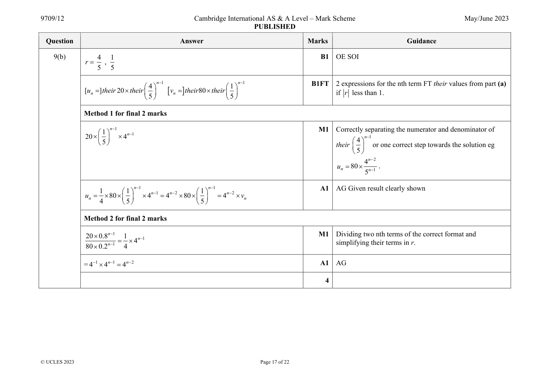 Mark scheme, page 17 of 22