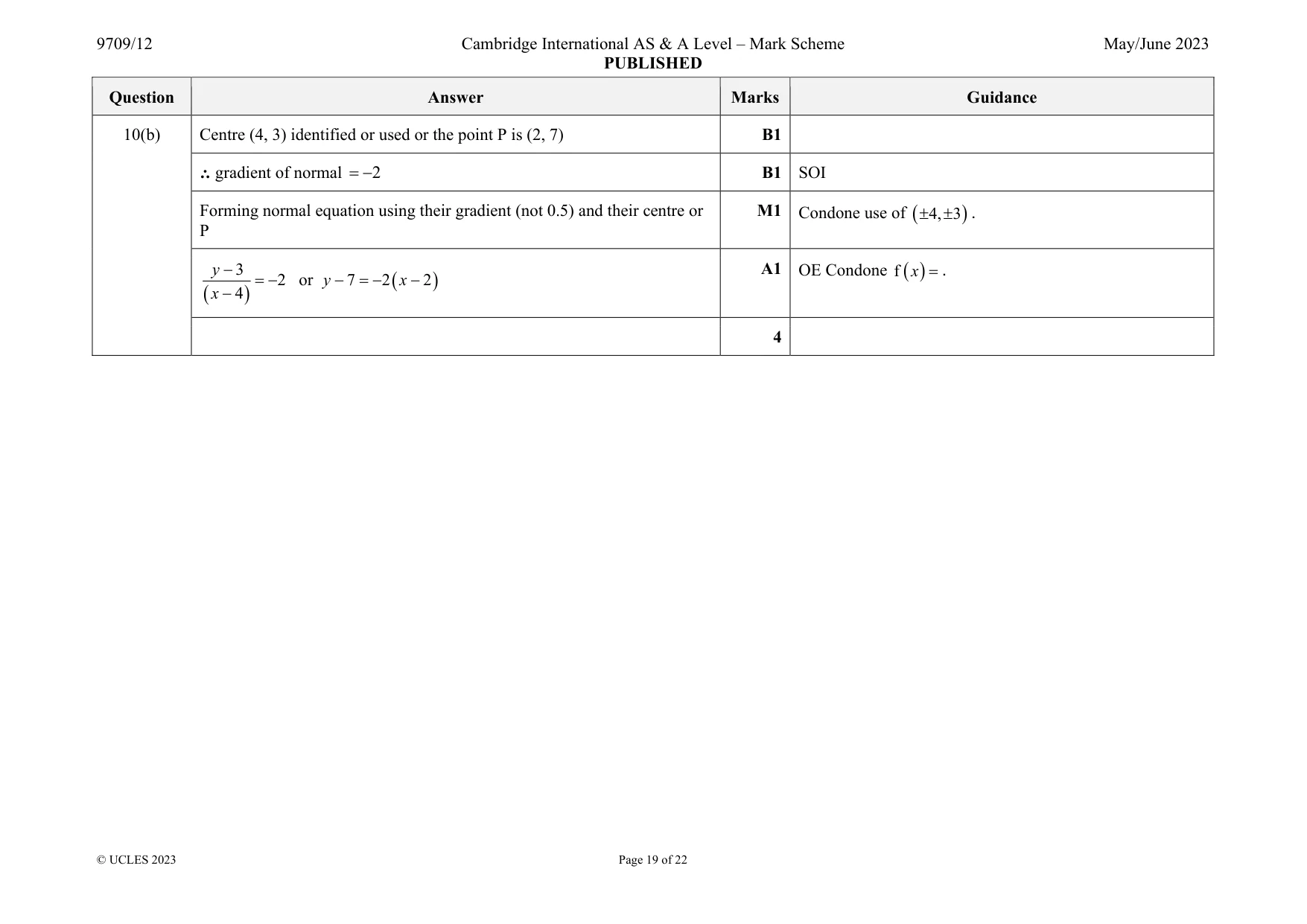 Mark scheme, page 19 of 22