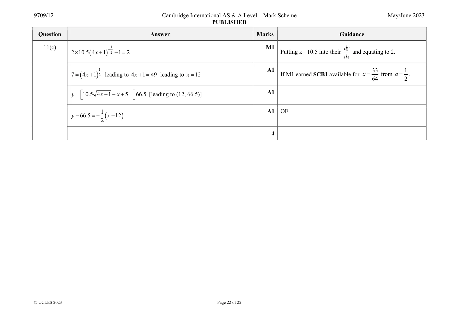 Mark scheme, page 22 of 22