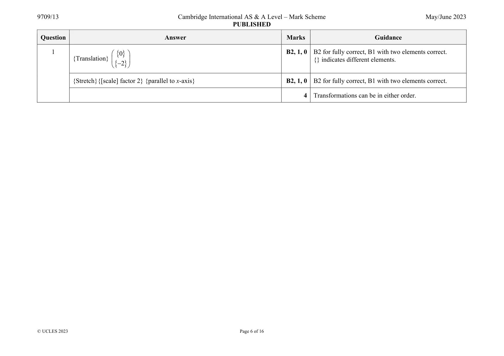 Mark scheme, page 6 of 16