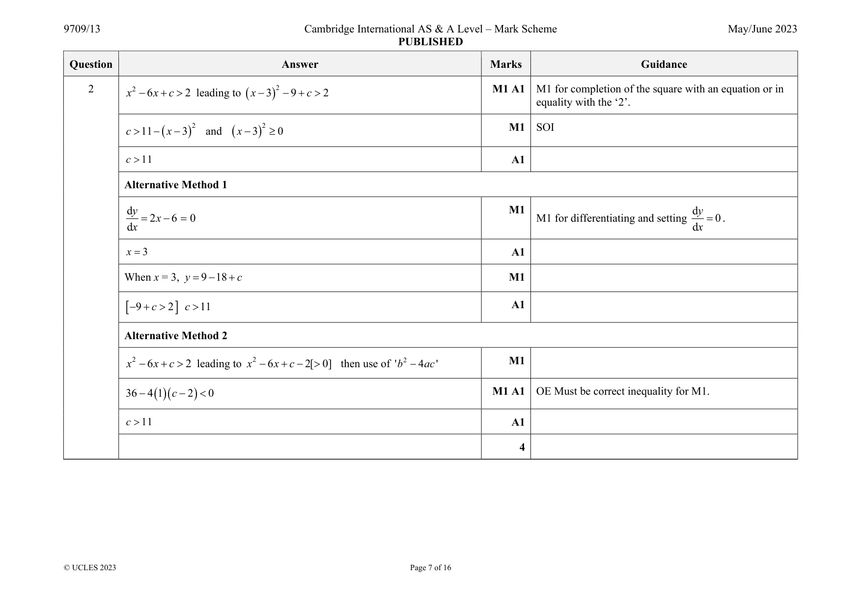 Mark scheme, page 7 of 16