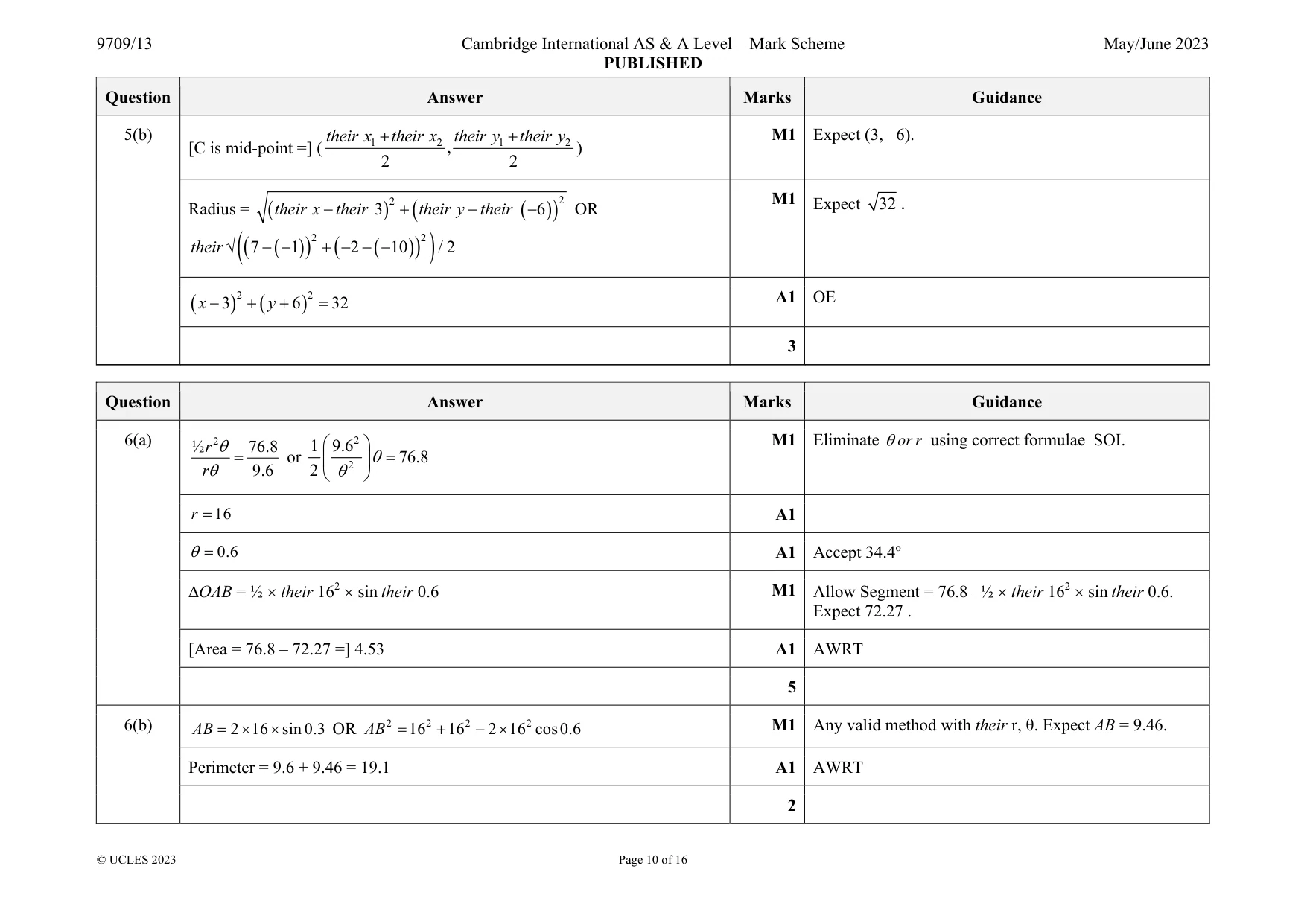 Mark scheme, page 10 of 16