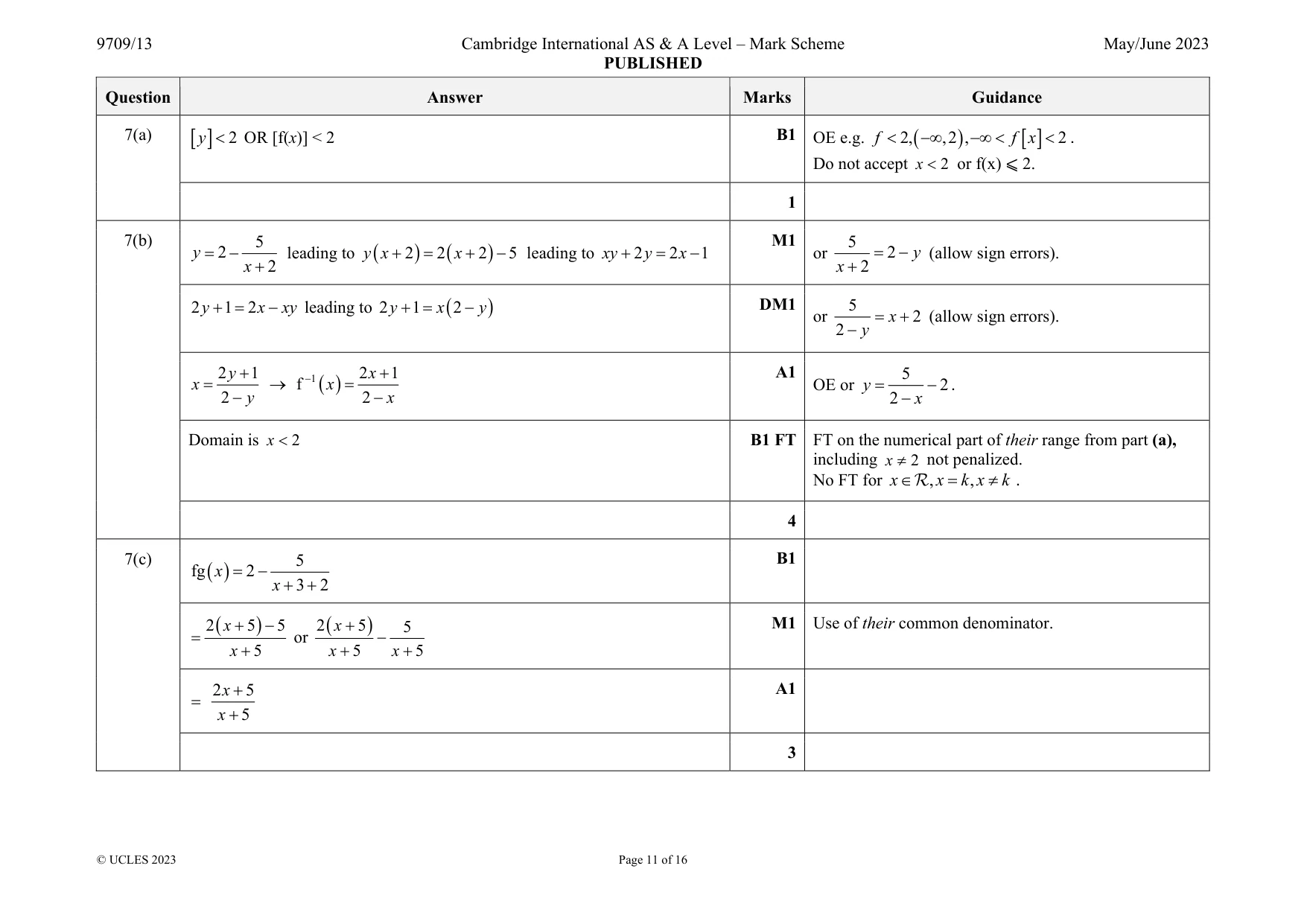 Mark scheme, page 11 of 16