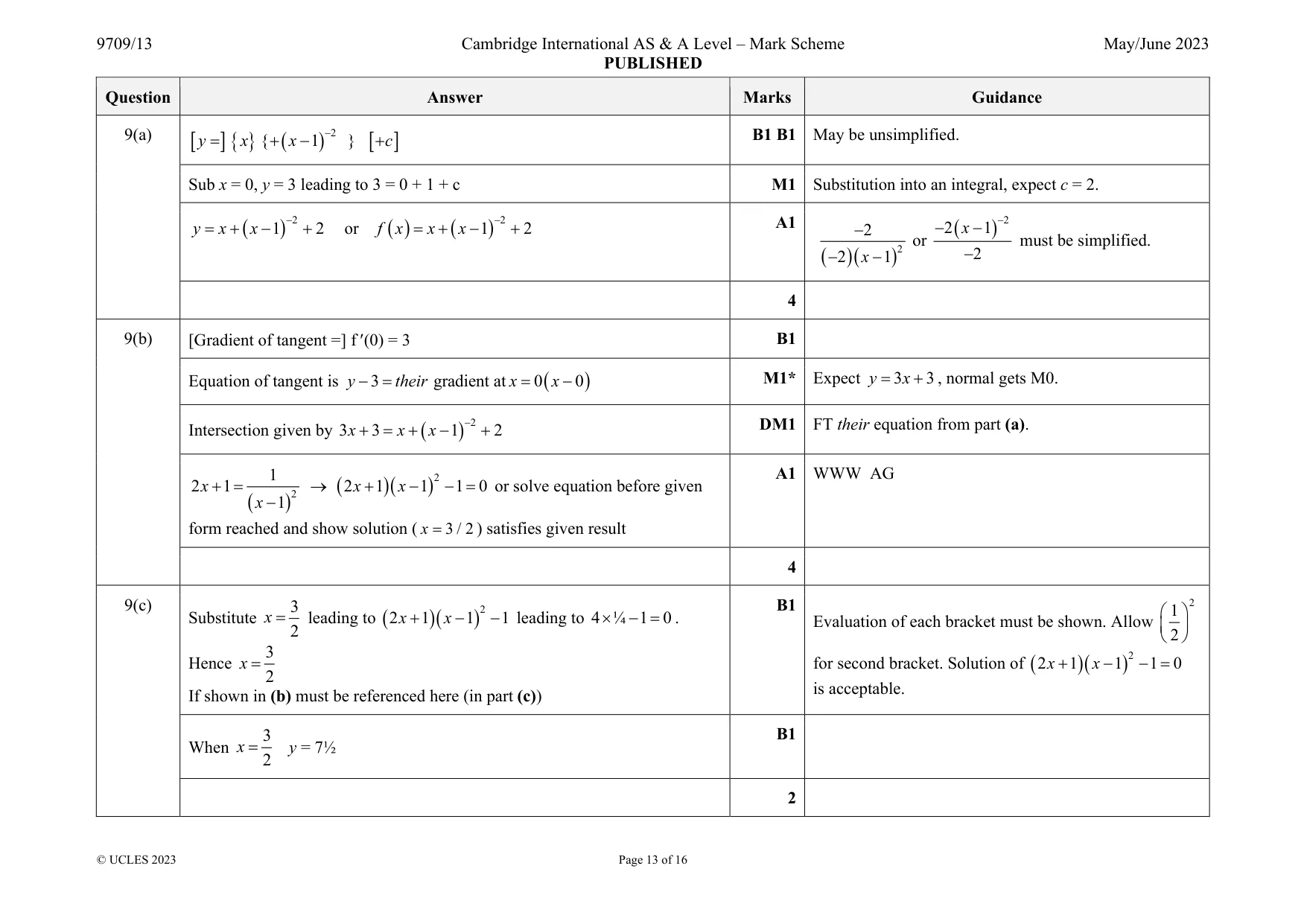 Mark scheme, page 13 of 16