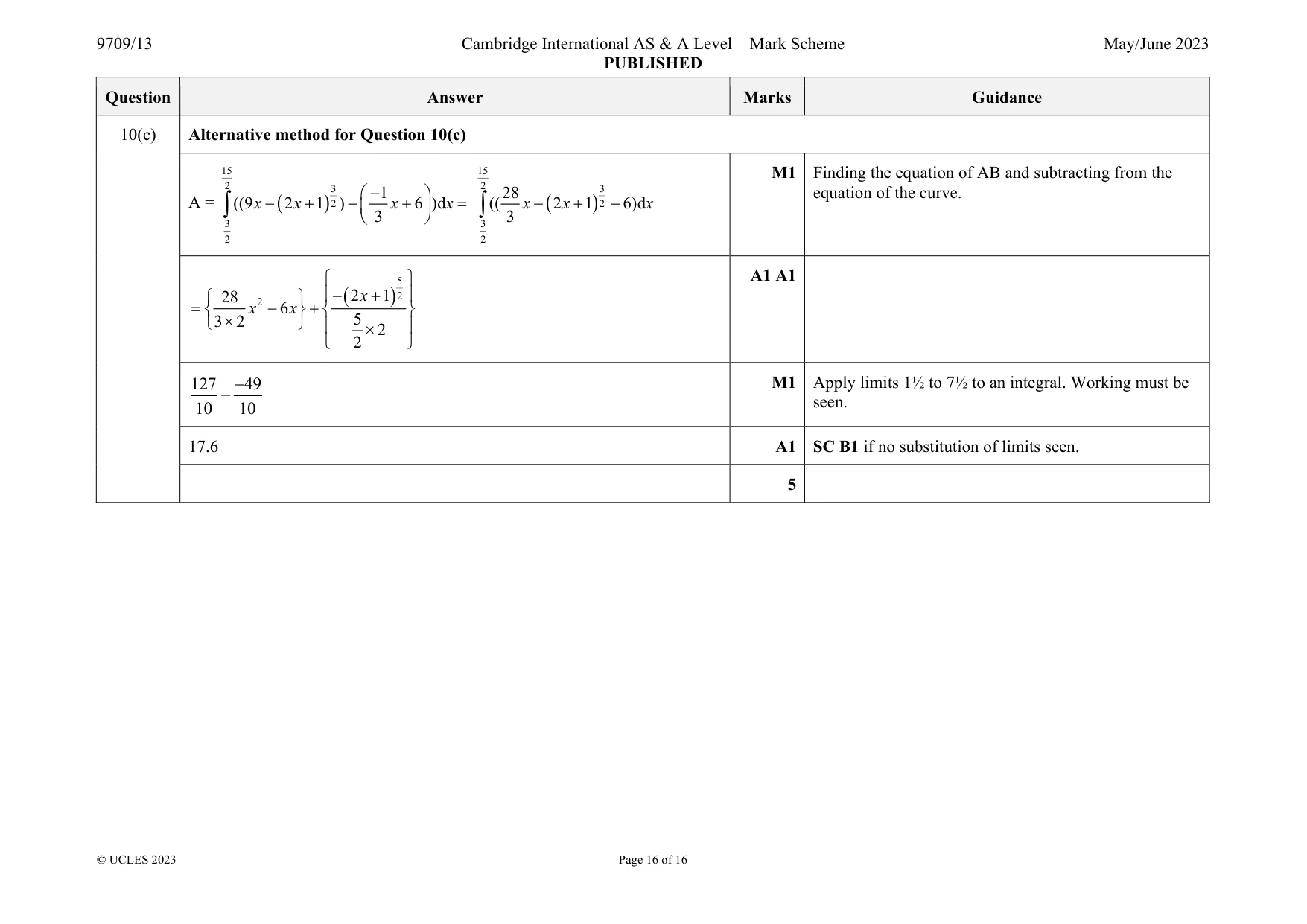 Mark scheme, page 16 of 16
