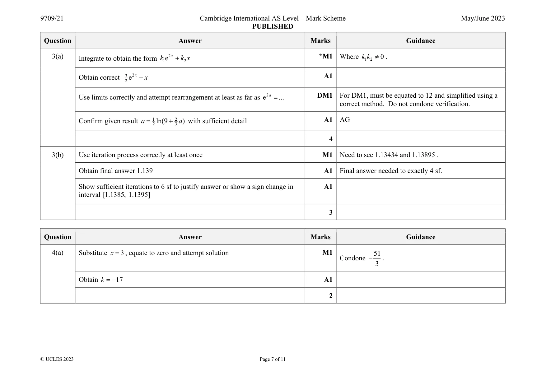 Mark scheme, page 7 of 11