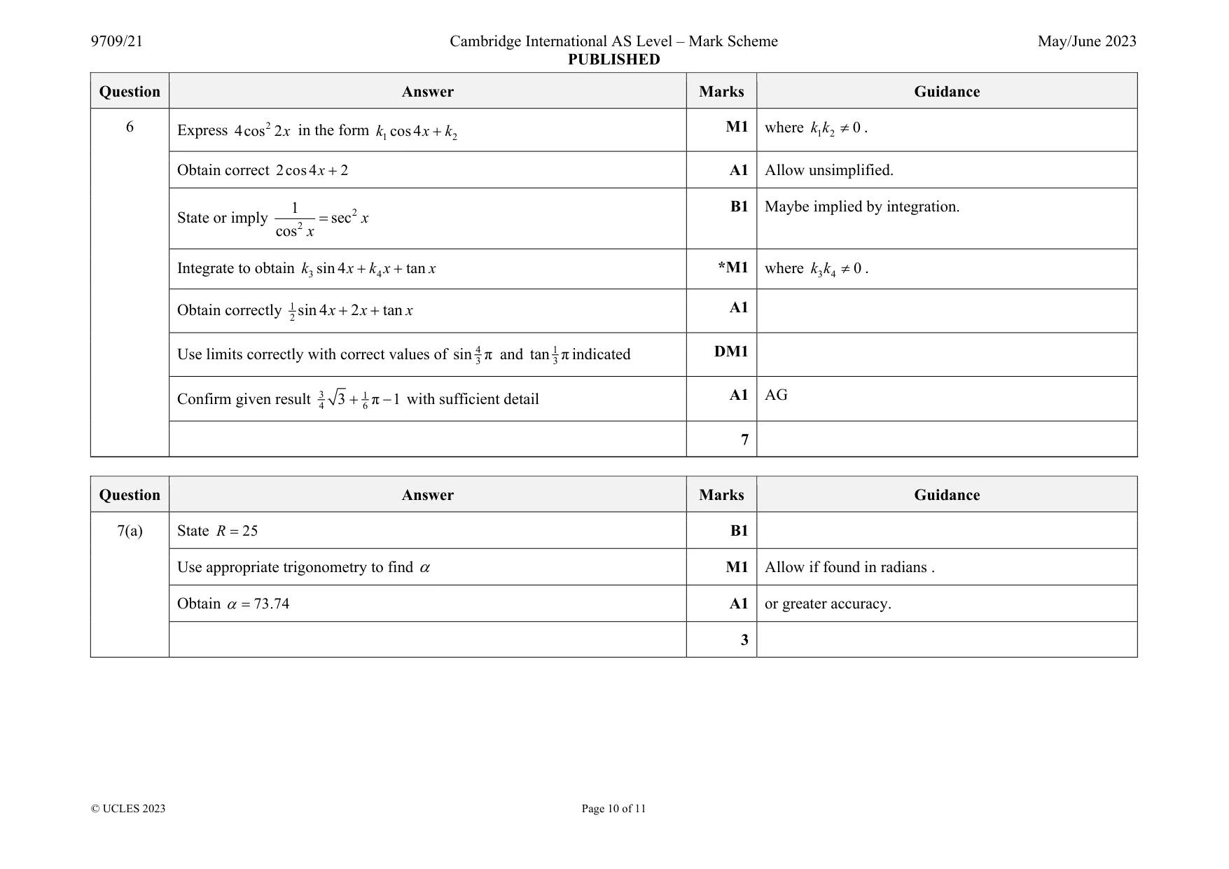 Mark scheme, page 10 of 11