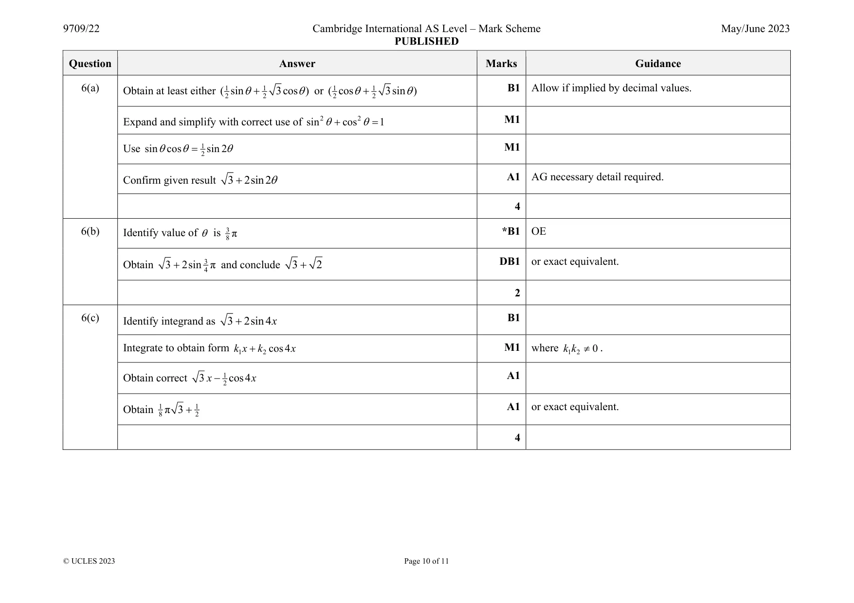 Mark scheme, page 10 of 11