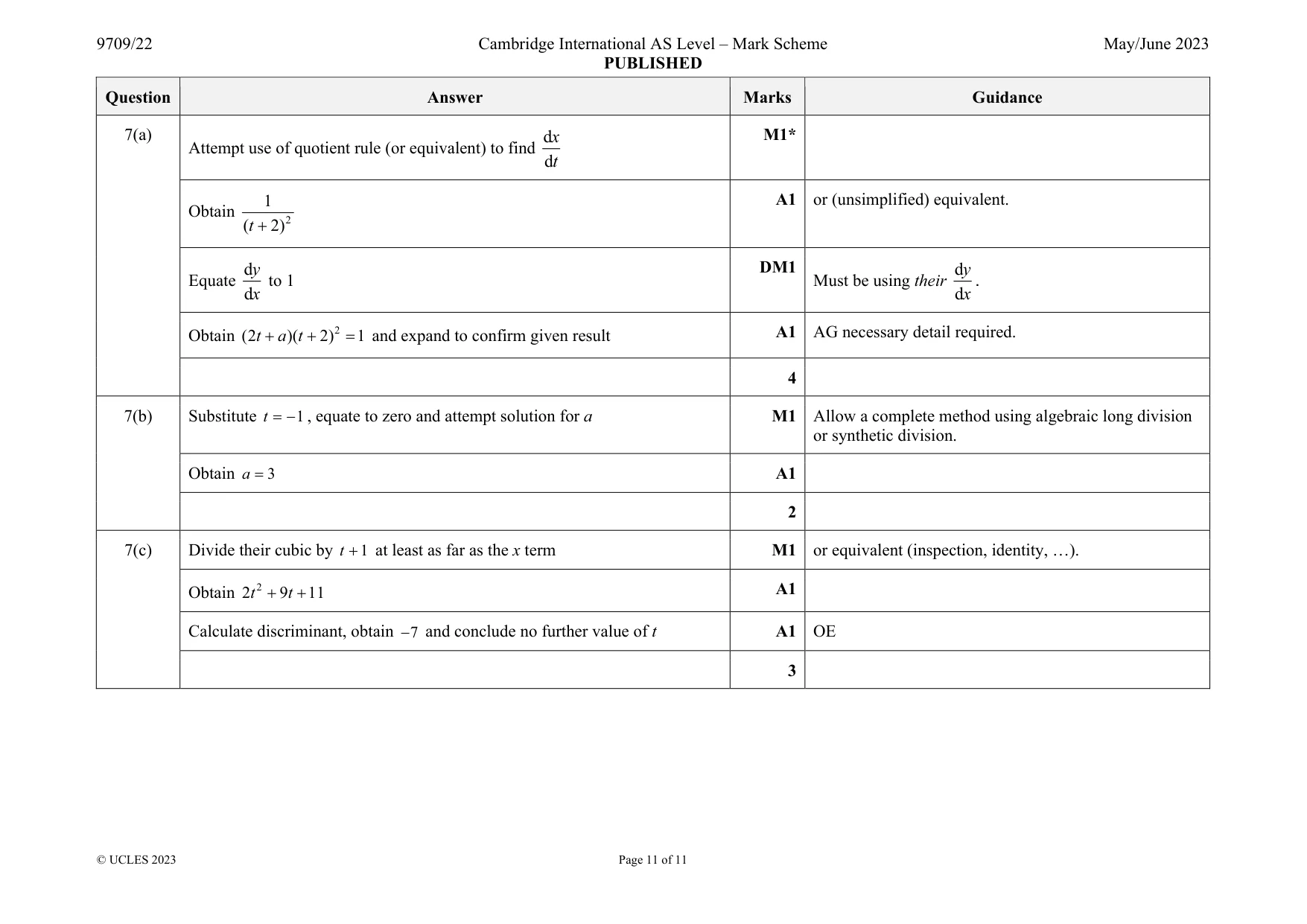 Mark scheme, page 11 of 11