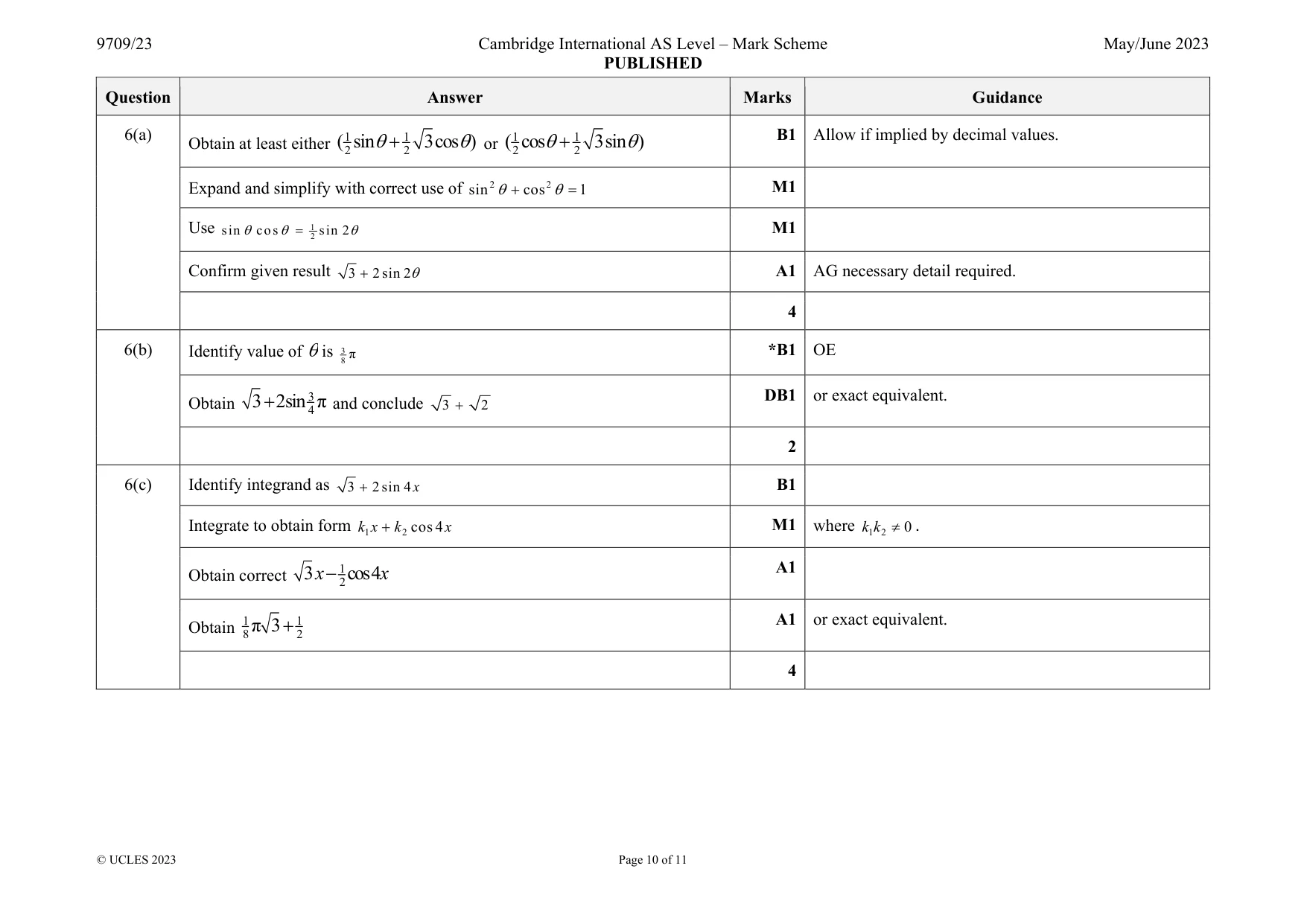 Mark scheme, page 10 of 11