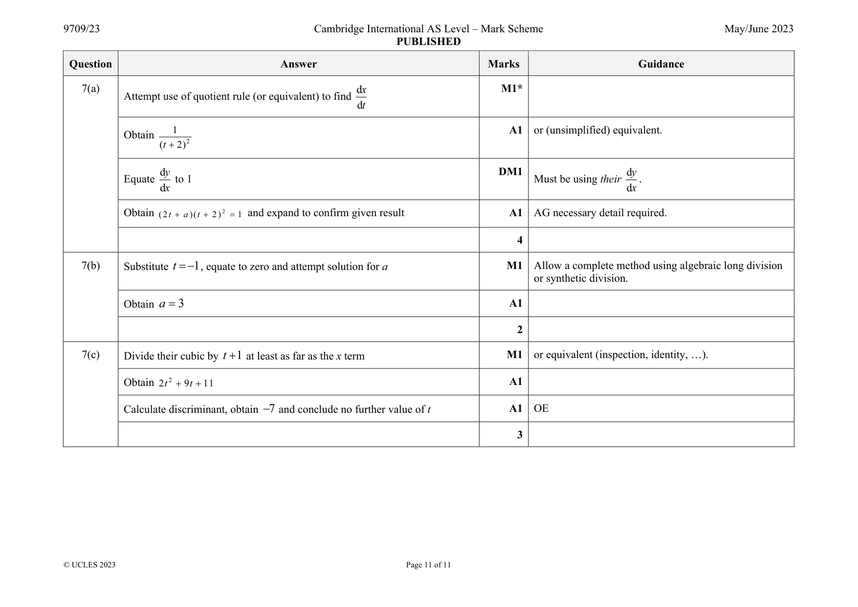 Mark scheme, page 11 of 11