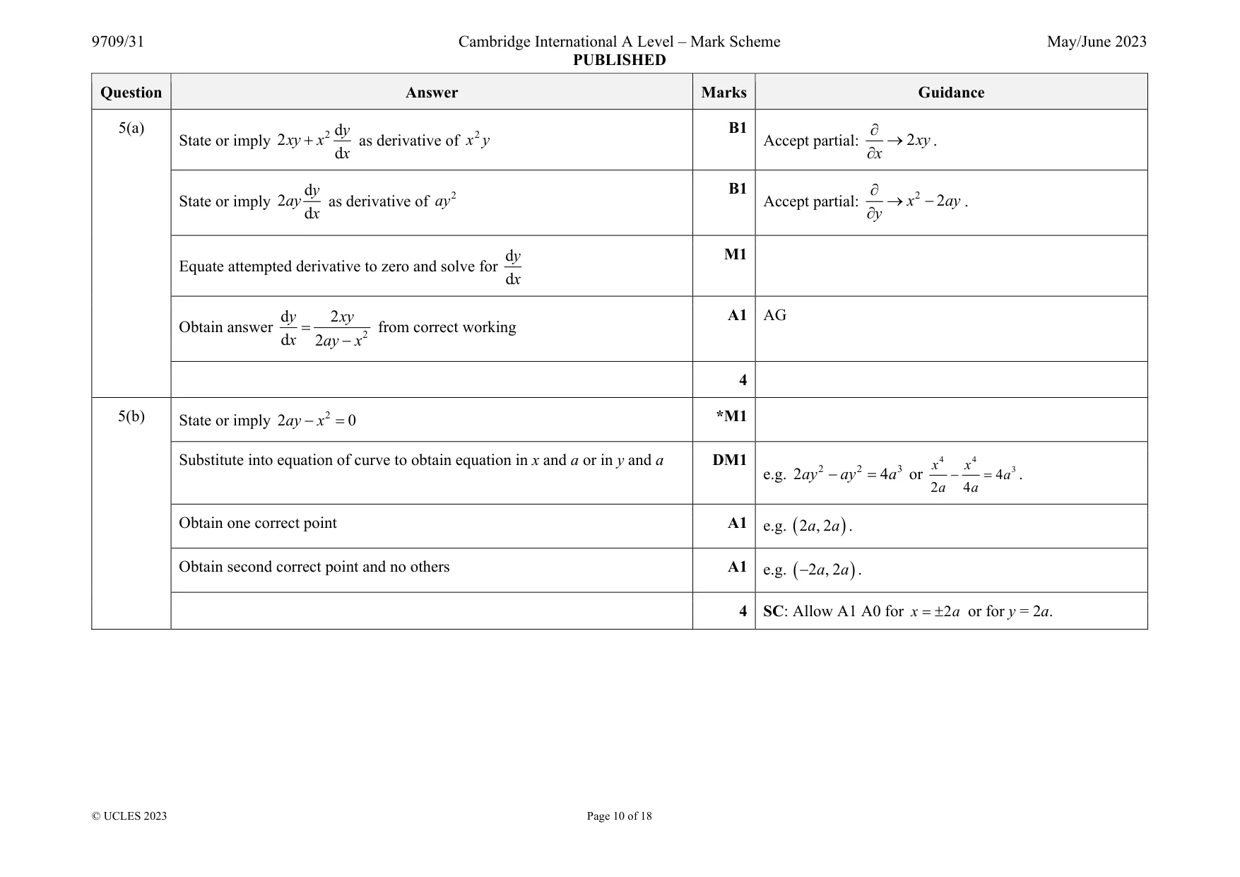 Mark scheme, page 10 of 18