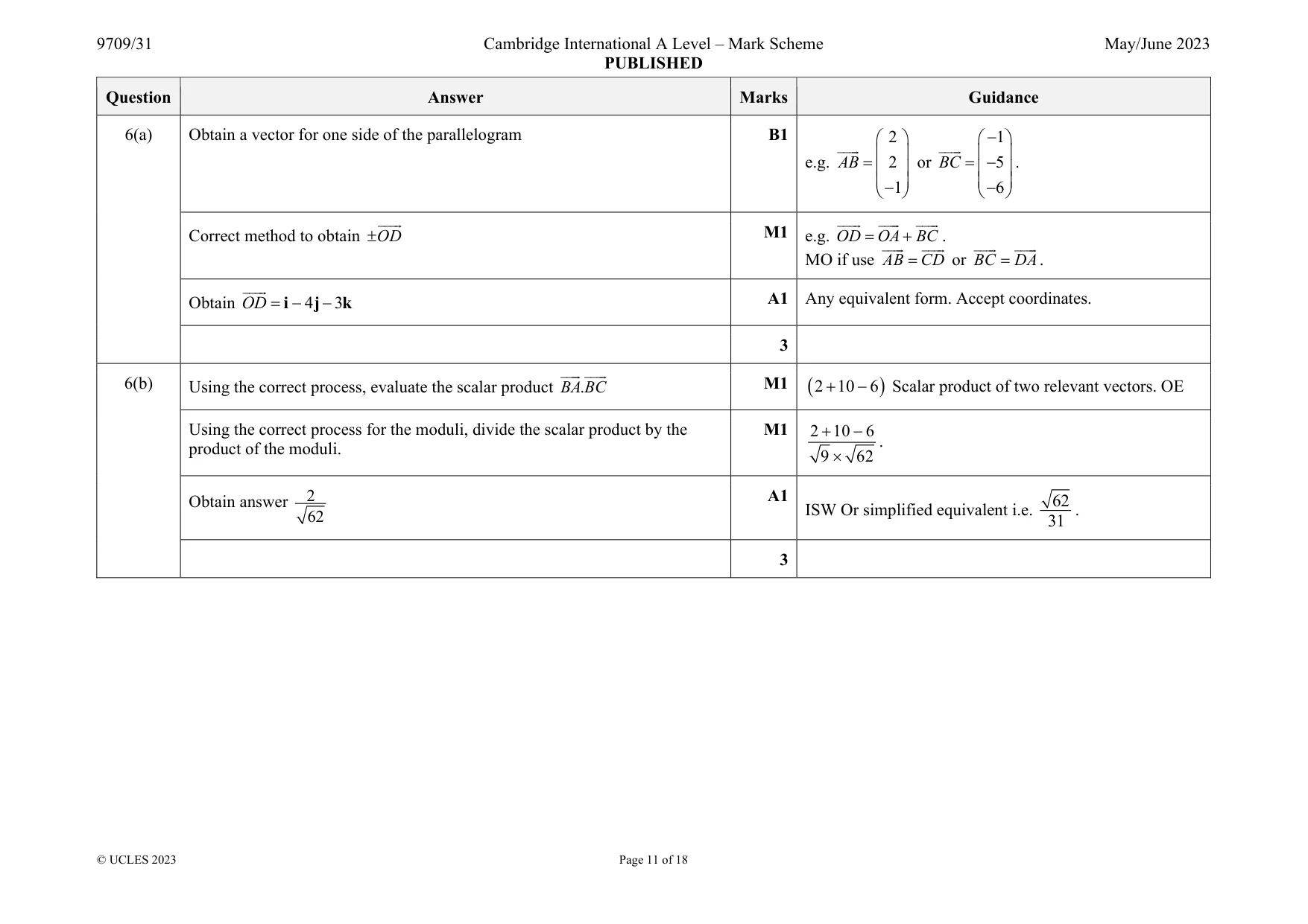 Mark scheme, page 11 of 18