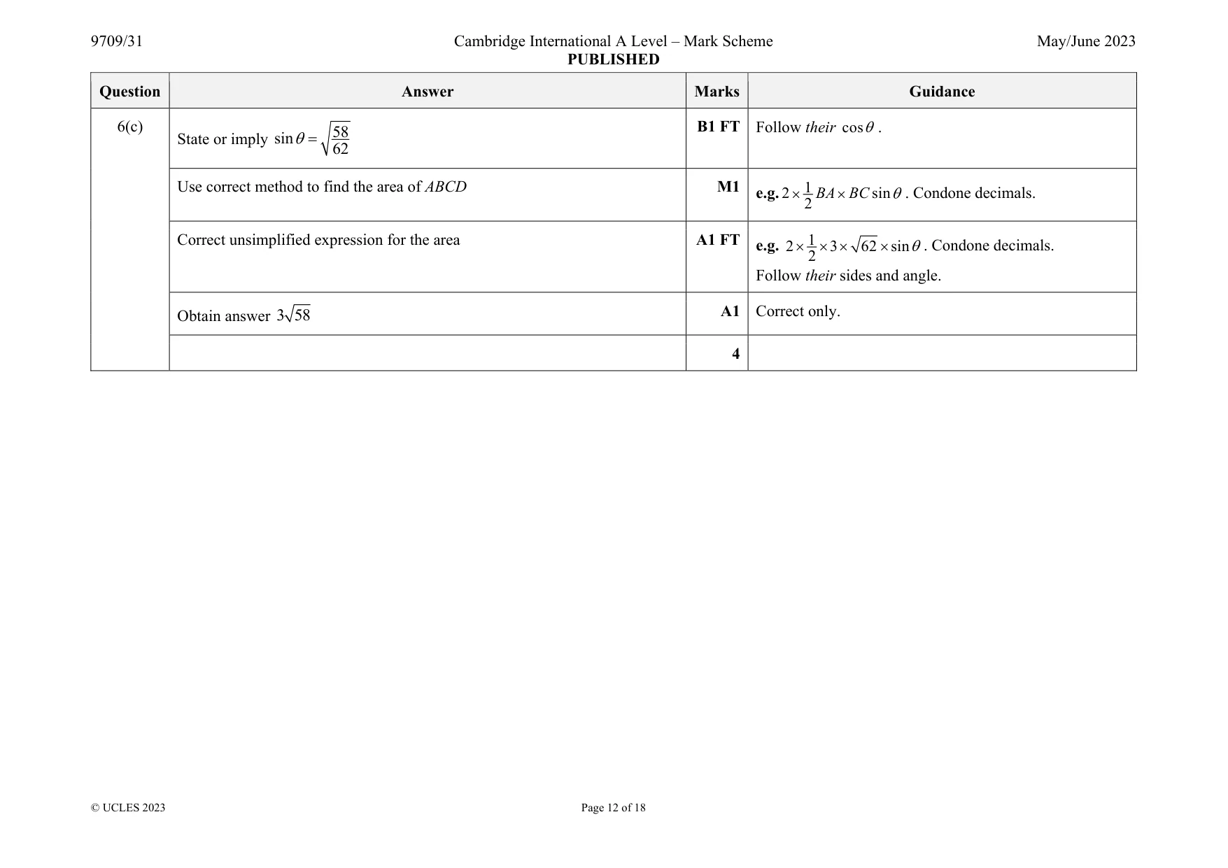 Mark scheme, page 12 of 18