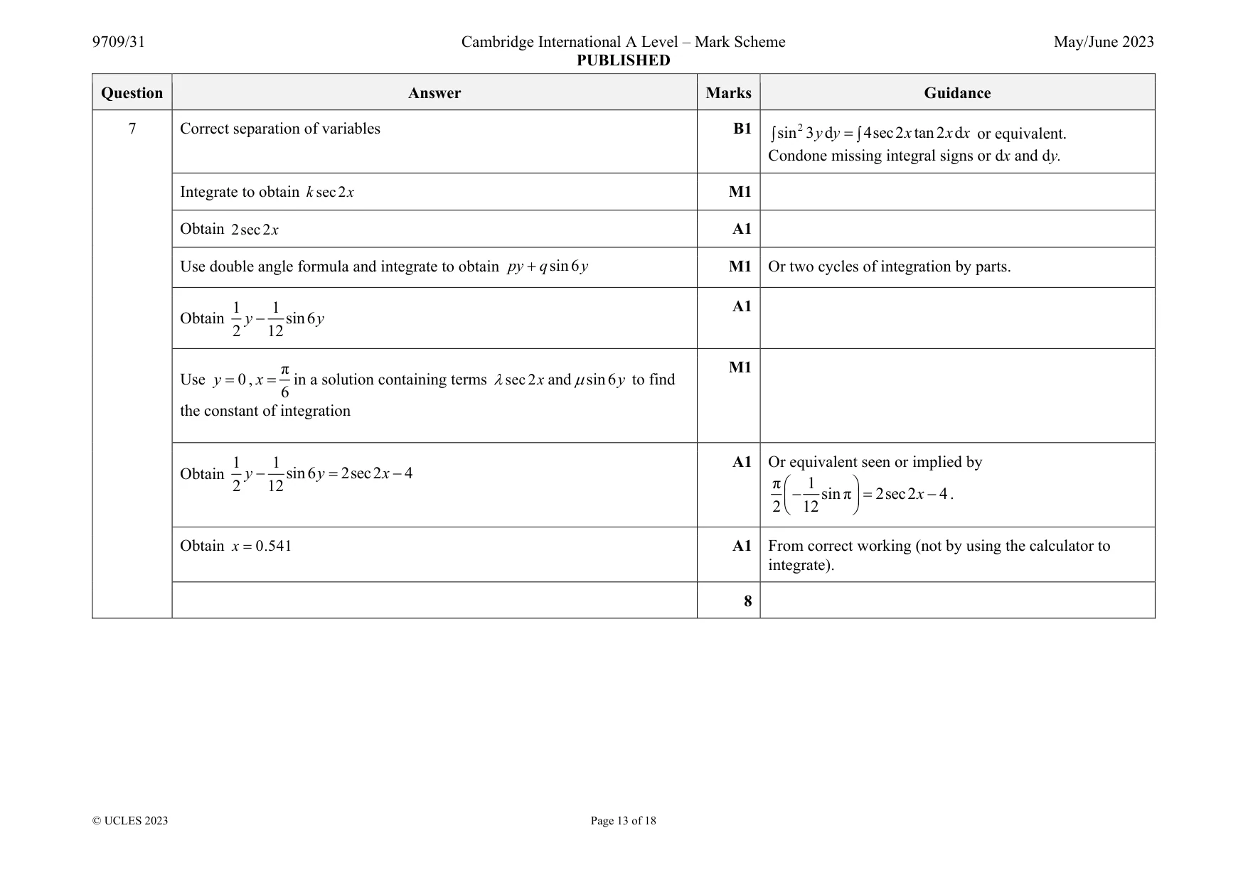 Mark scheme, page 13 of 18
