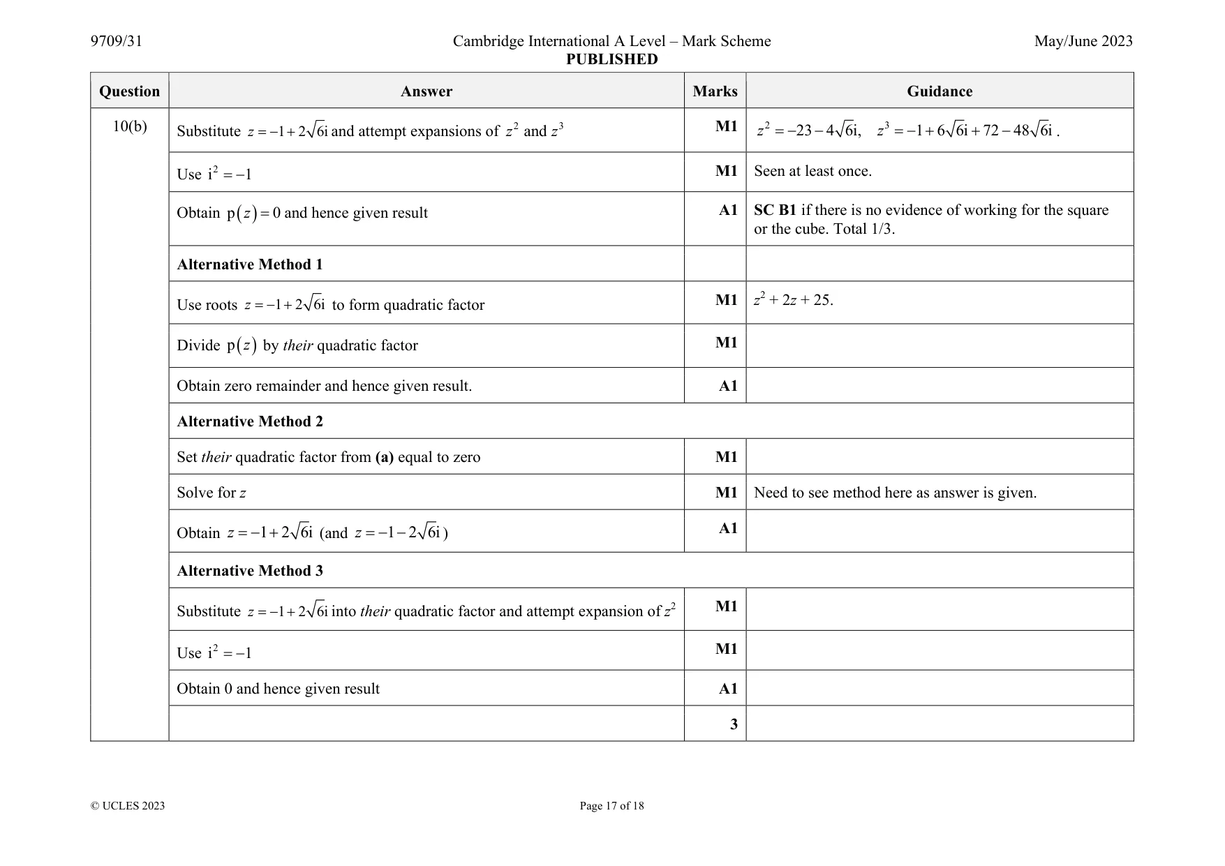 Mark scheme, page 17 of 18