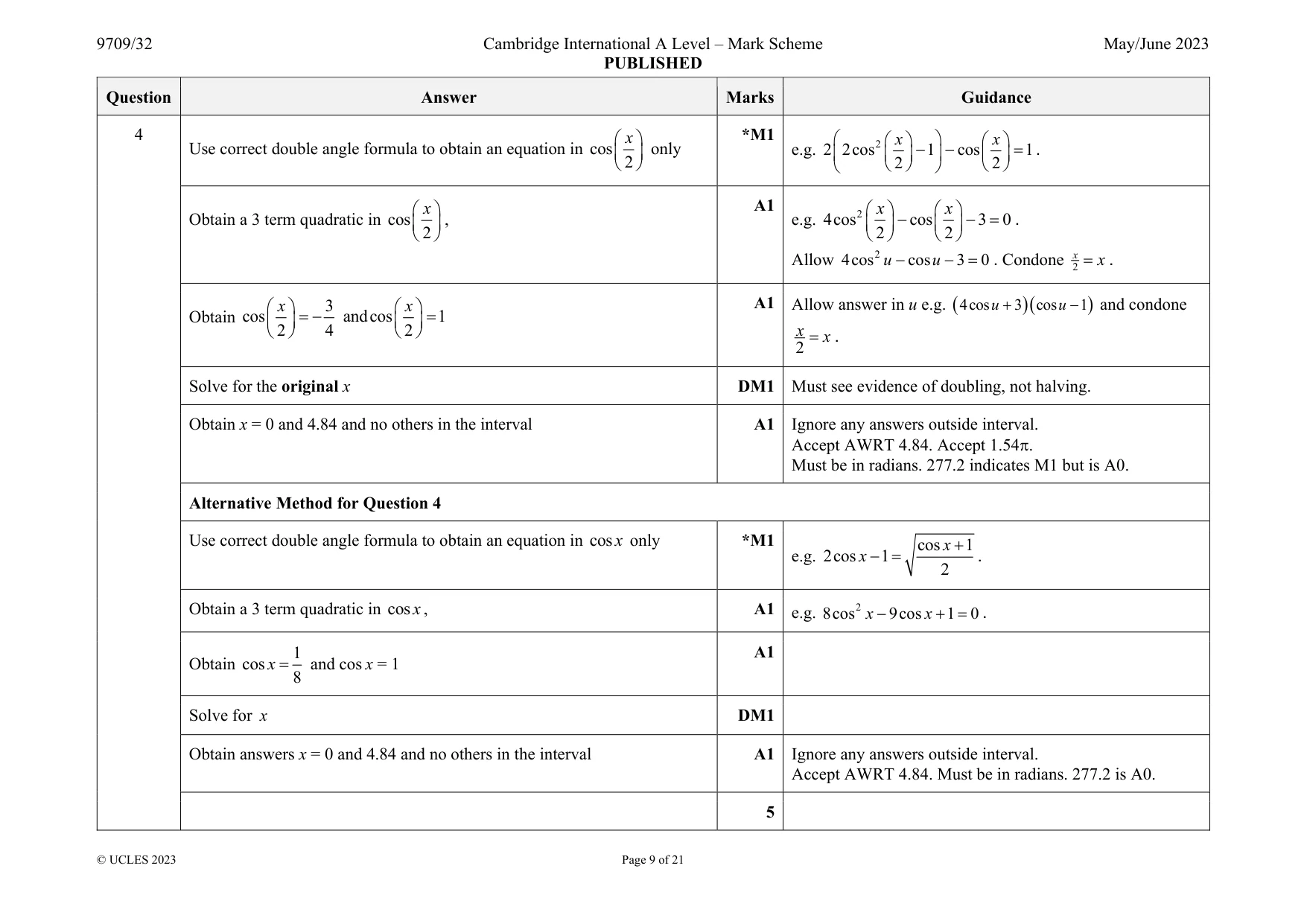 Mark scheme, page 9 of 21