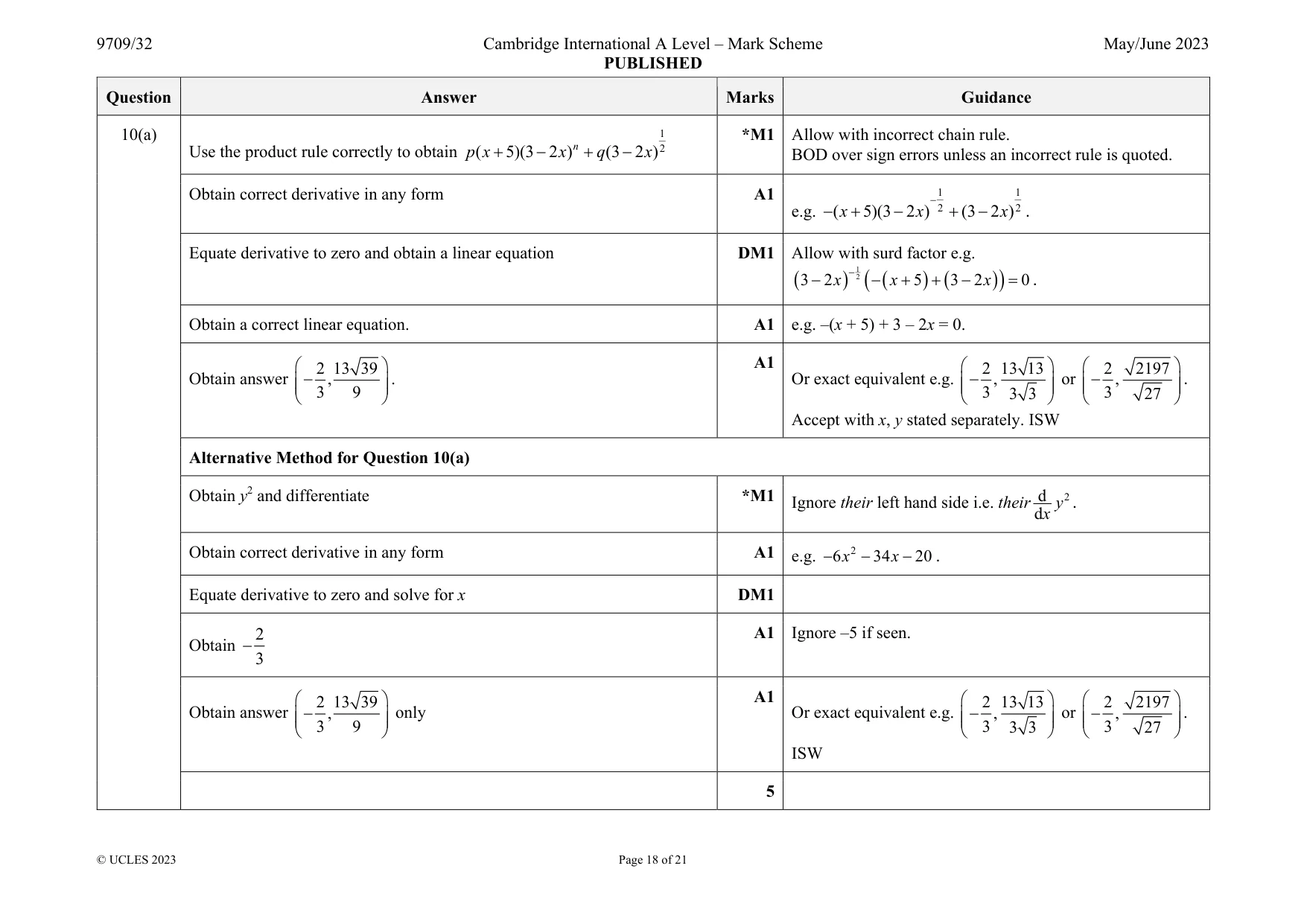 Mark scheme, page 18 of 21