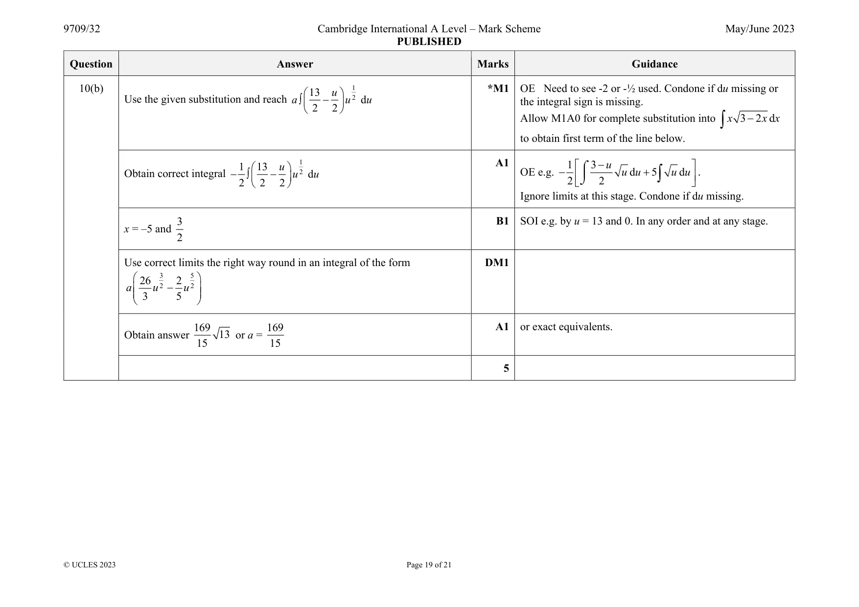 Mark scheme, page 19 of 21