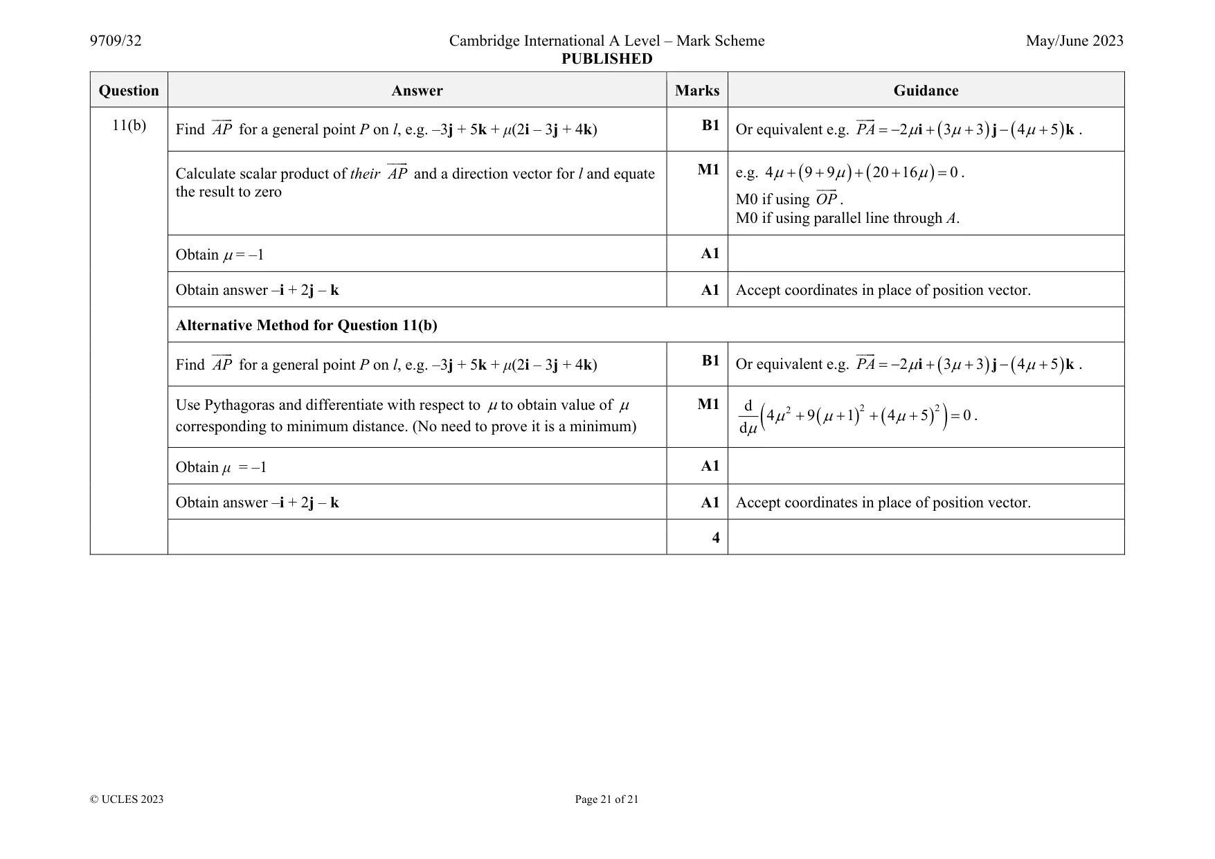 Mark scheme, page 21 of 21