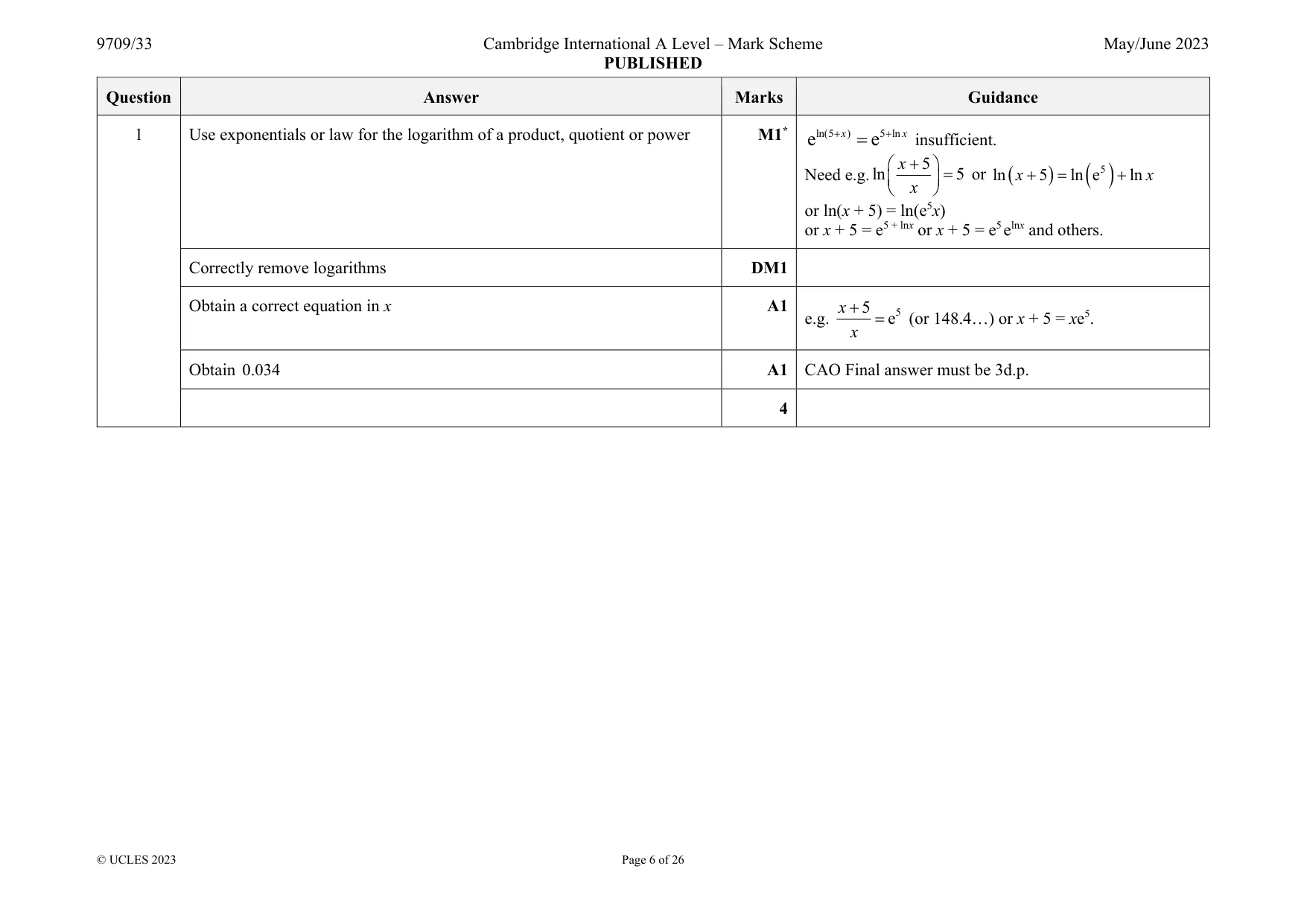 Mark scheme, page 6 of 26