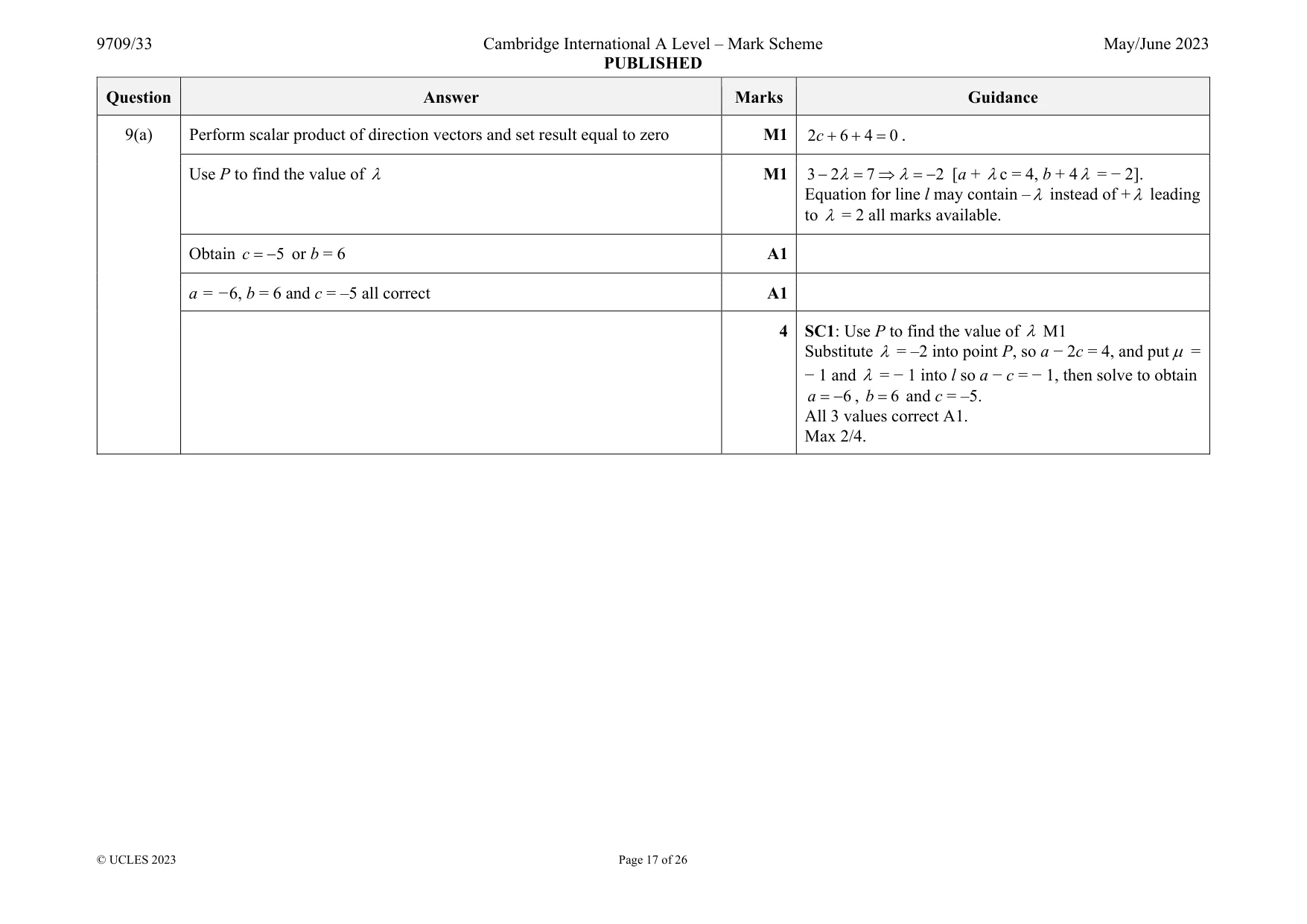 Mark scheme, page 17 of 26