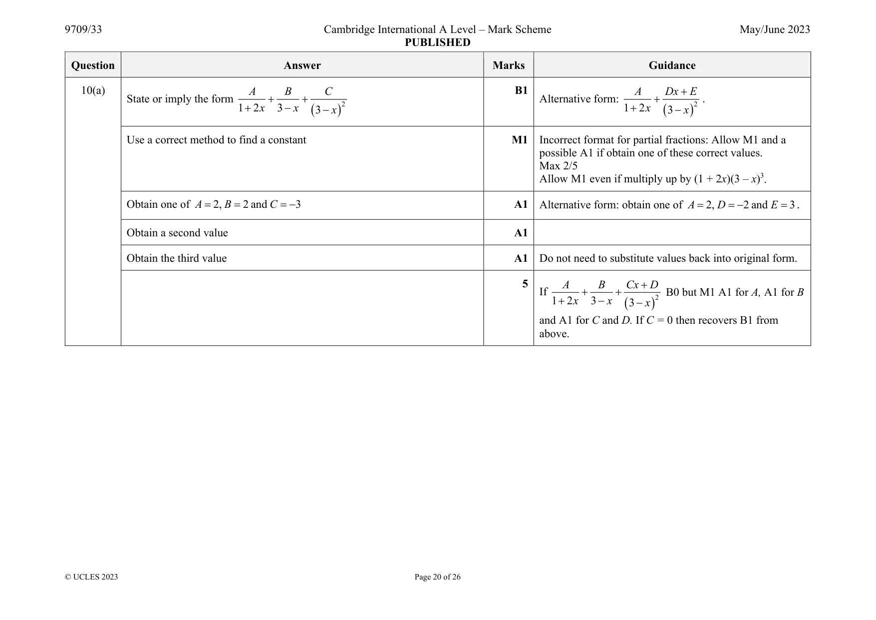 Mark scheme, page 20 of 26