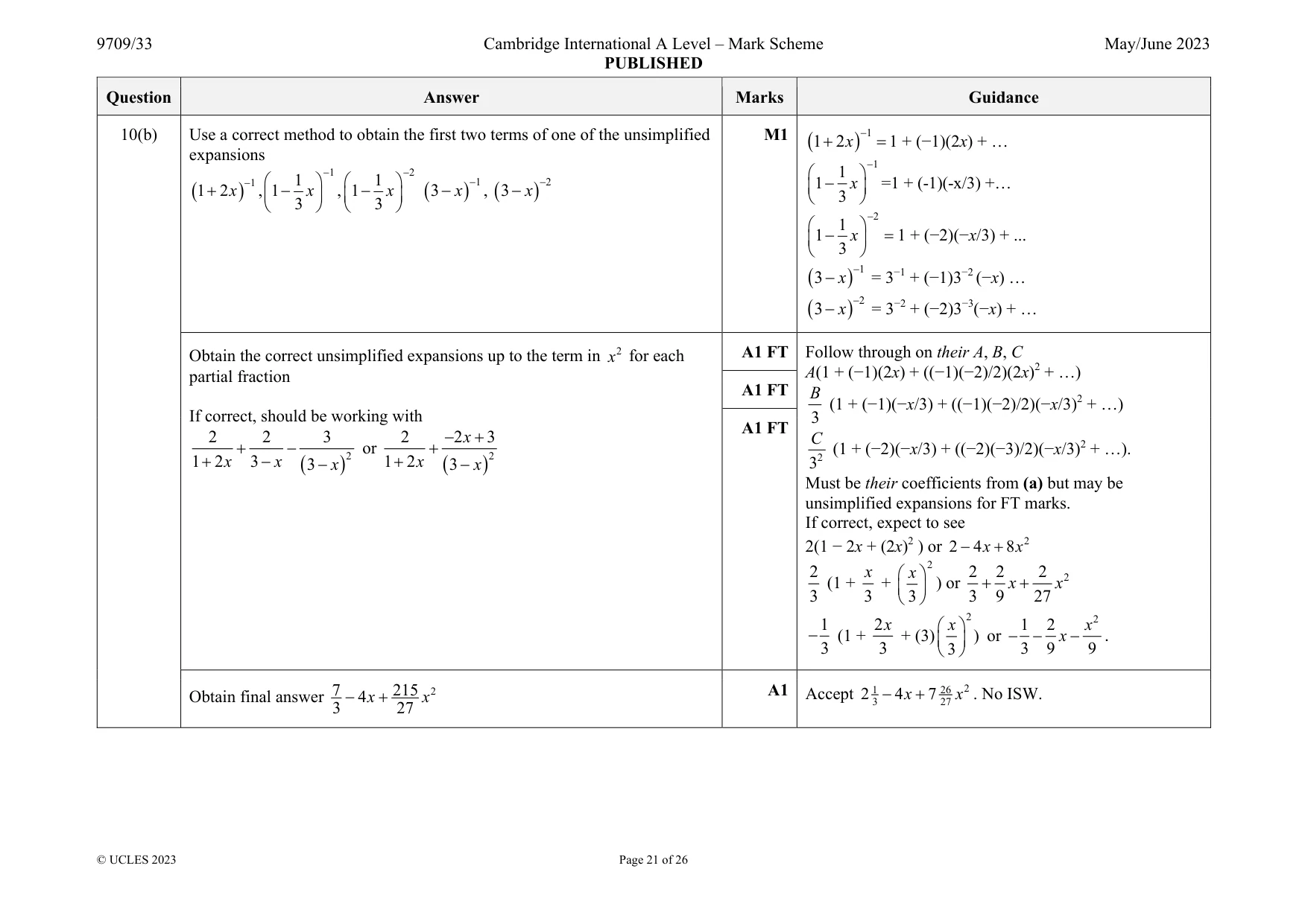 Mark scheme, page 21 of 26