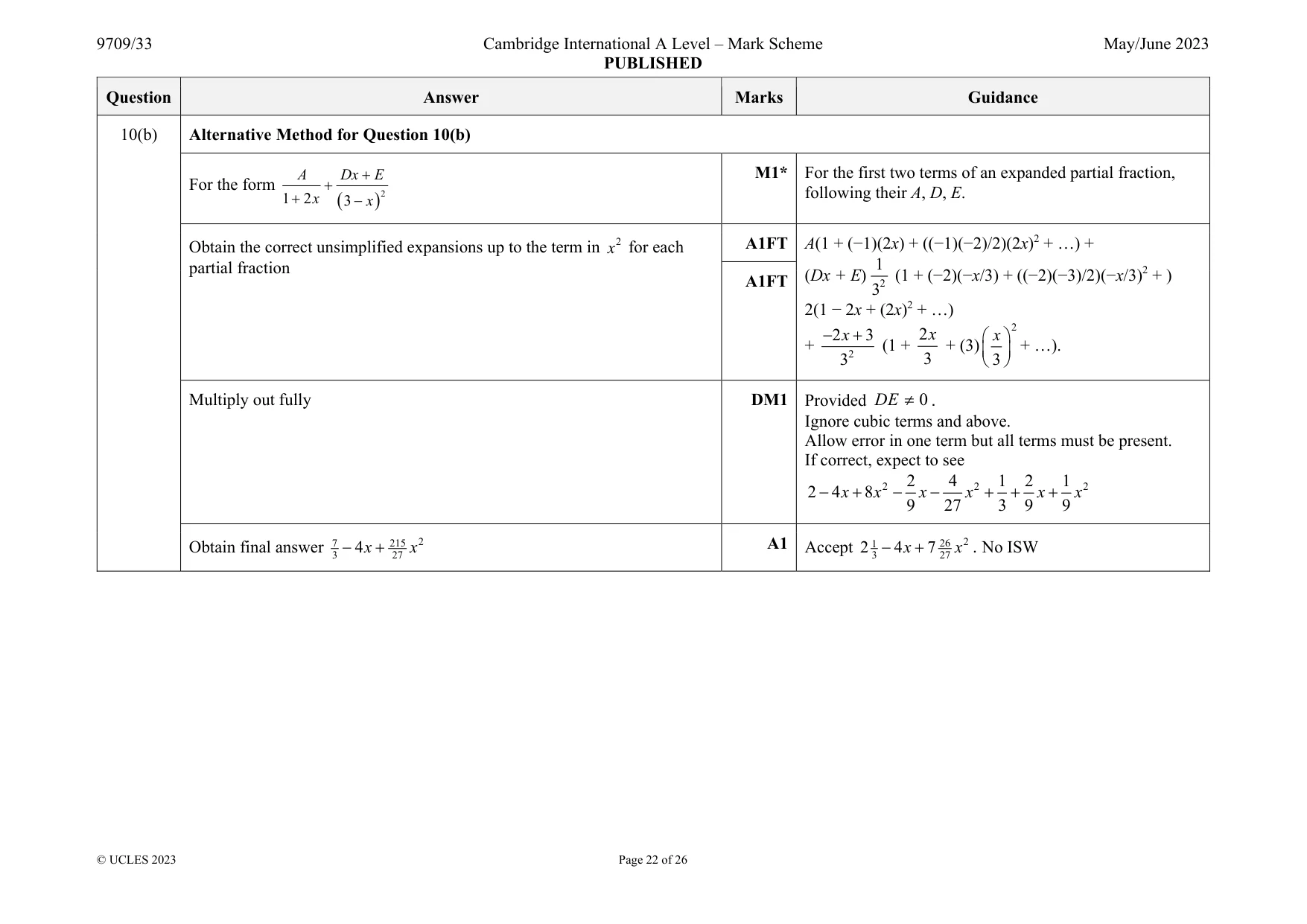 Mark scheme, page 22 of 26