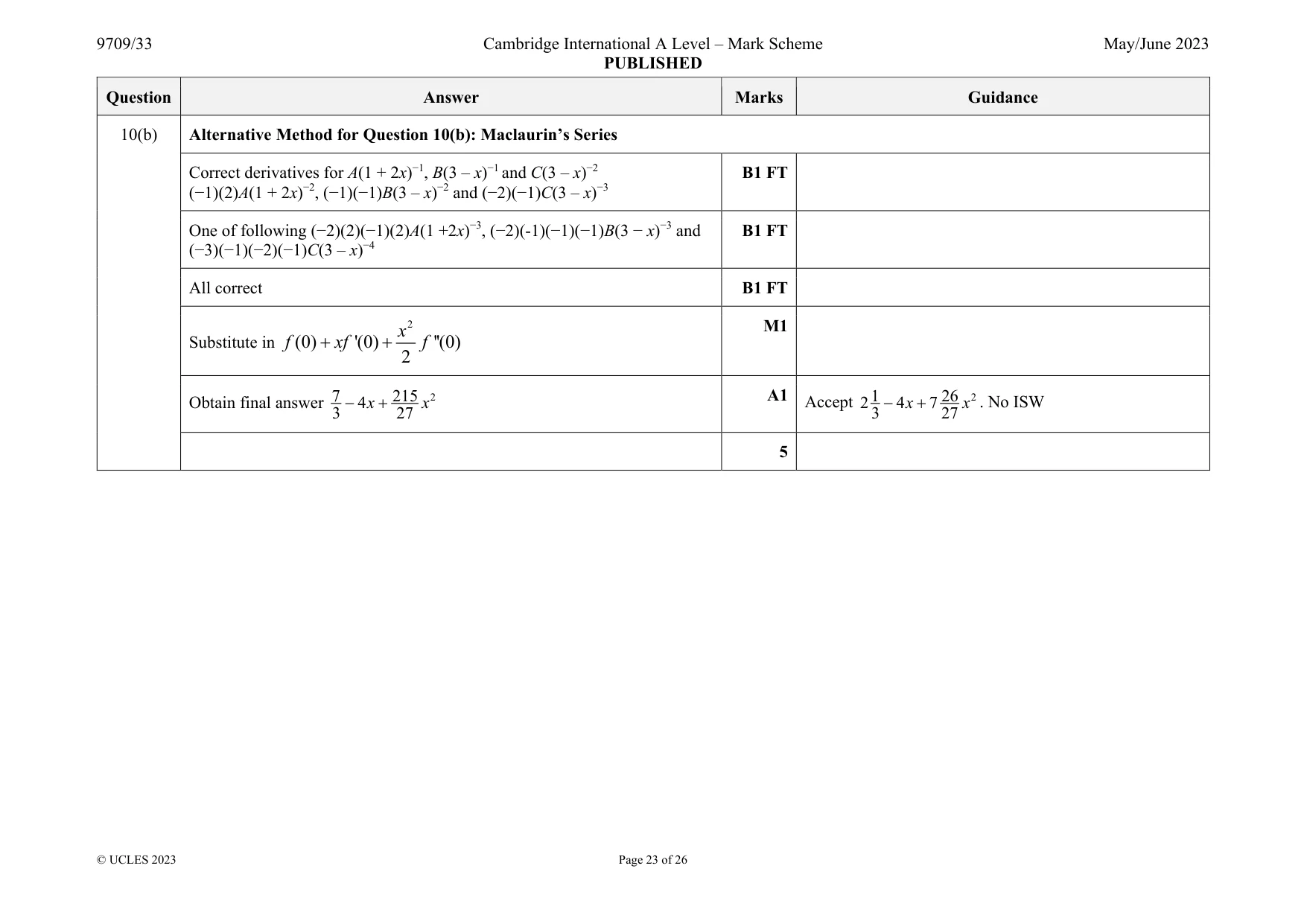 Mark scheme, page 23 of 26
